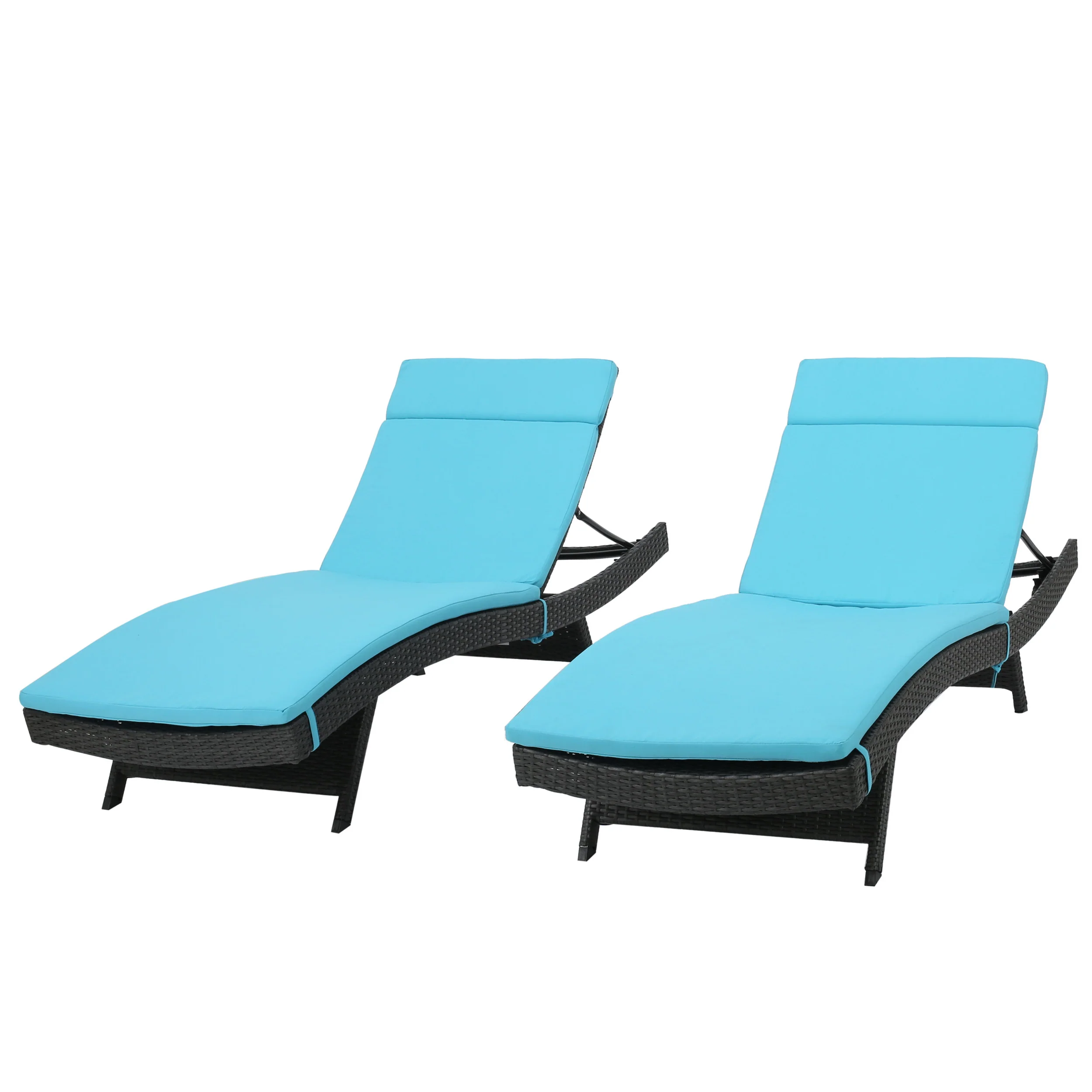 Nassau Outdoor Grey Wicker Adjustable Chaise Lounge with Cushion (Set of 2) - furnishings