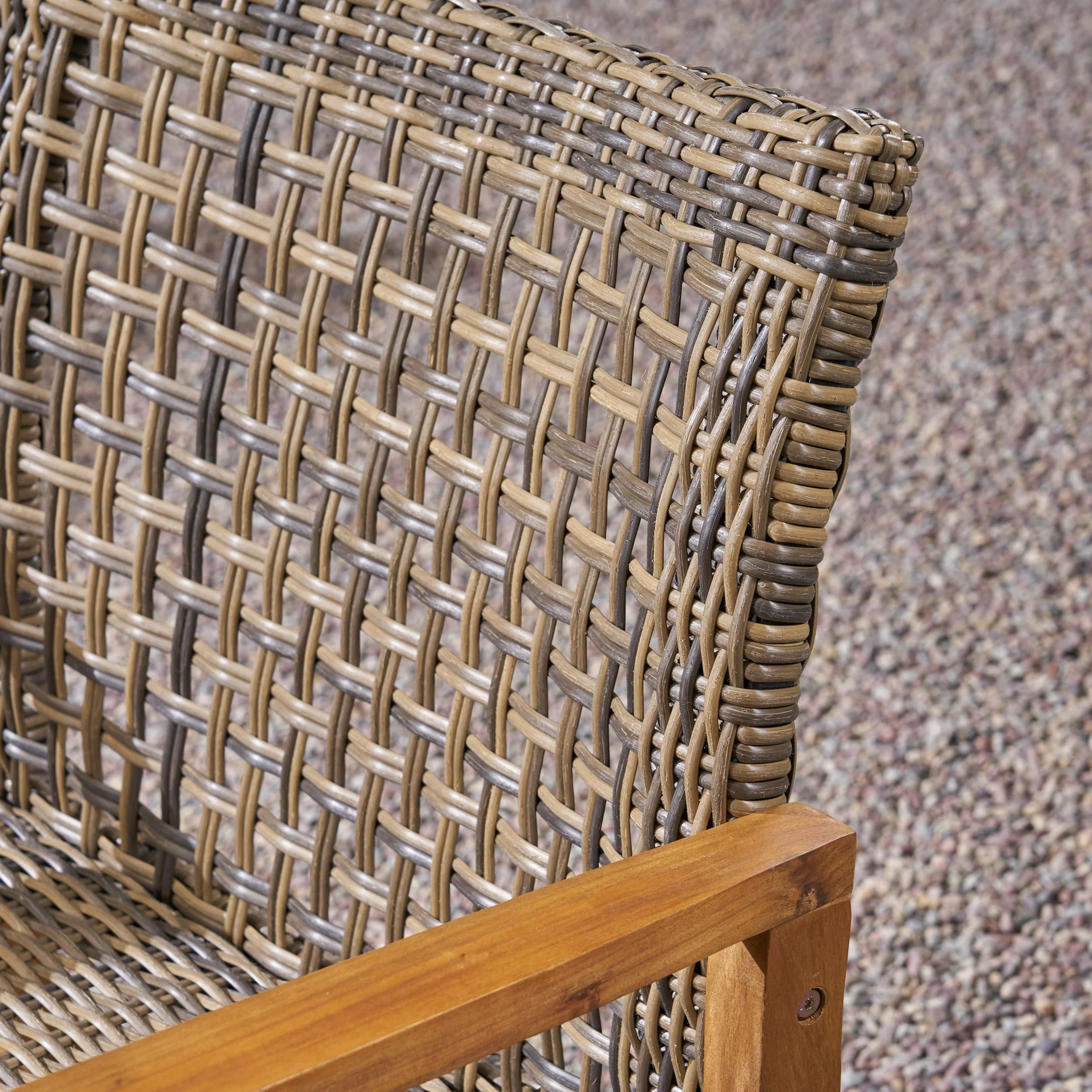 Levant Outdoor 6 Piece Wood and Wicker Chat Set - furnishings