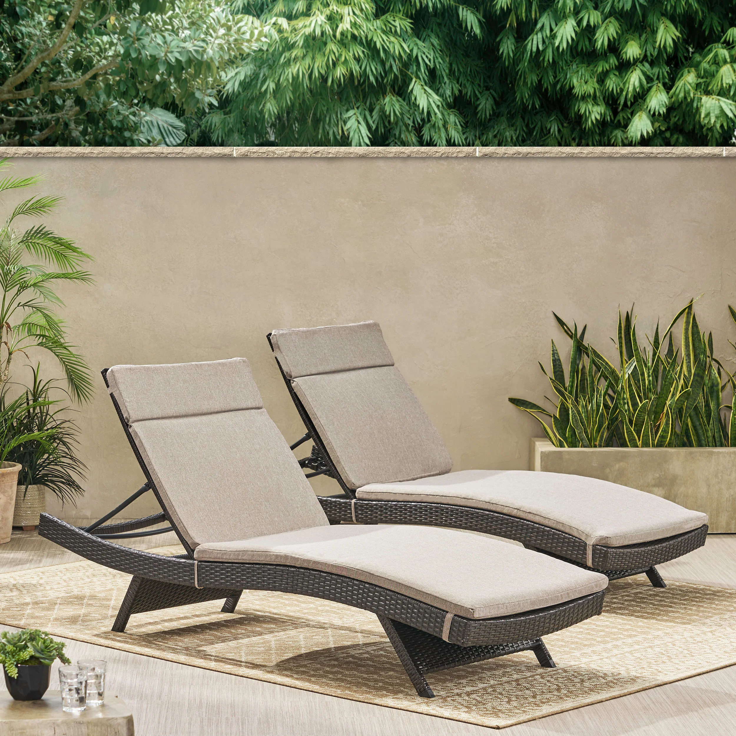 Lakeport Outdoor Adjustable Chaise Lounge Chairs w/ Cushions (set of 2) - furnishings