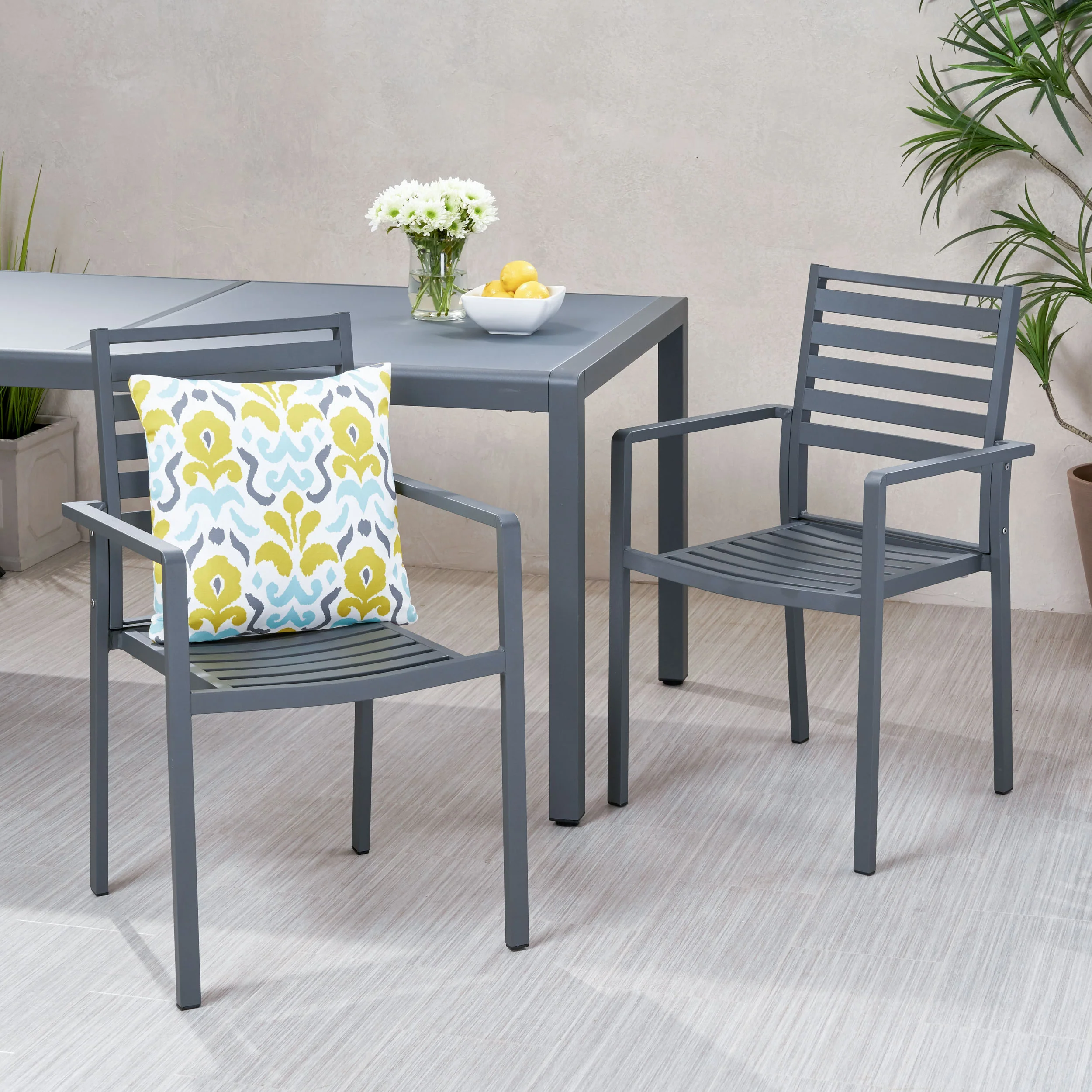 Cherie Outdoor Modern Aluminum Dining Chair (Set of 2) - furnishings