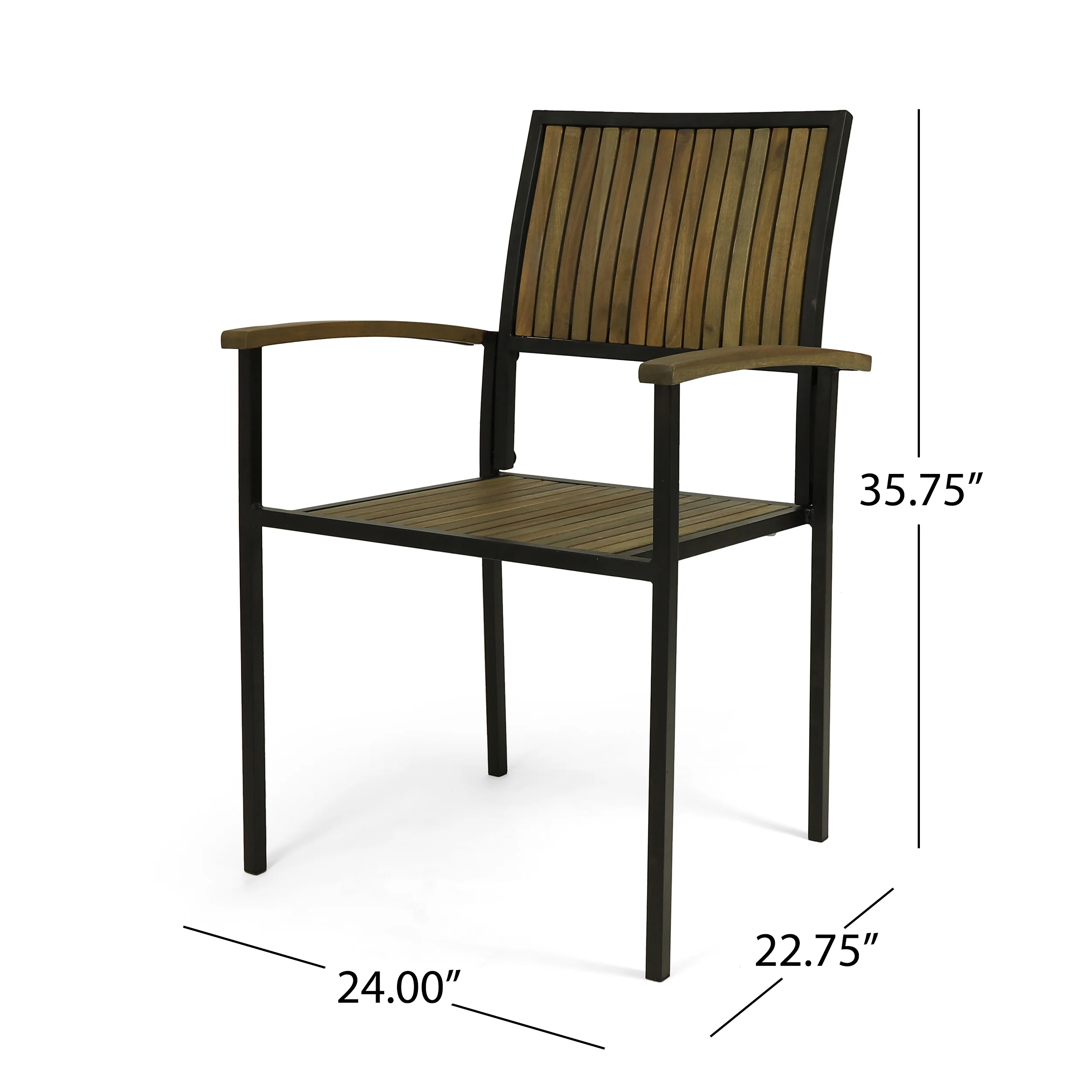 Owen Outdoor Wood and Iron Dining Chair (Set of 2) - furnishings