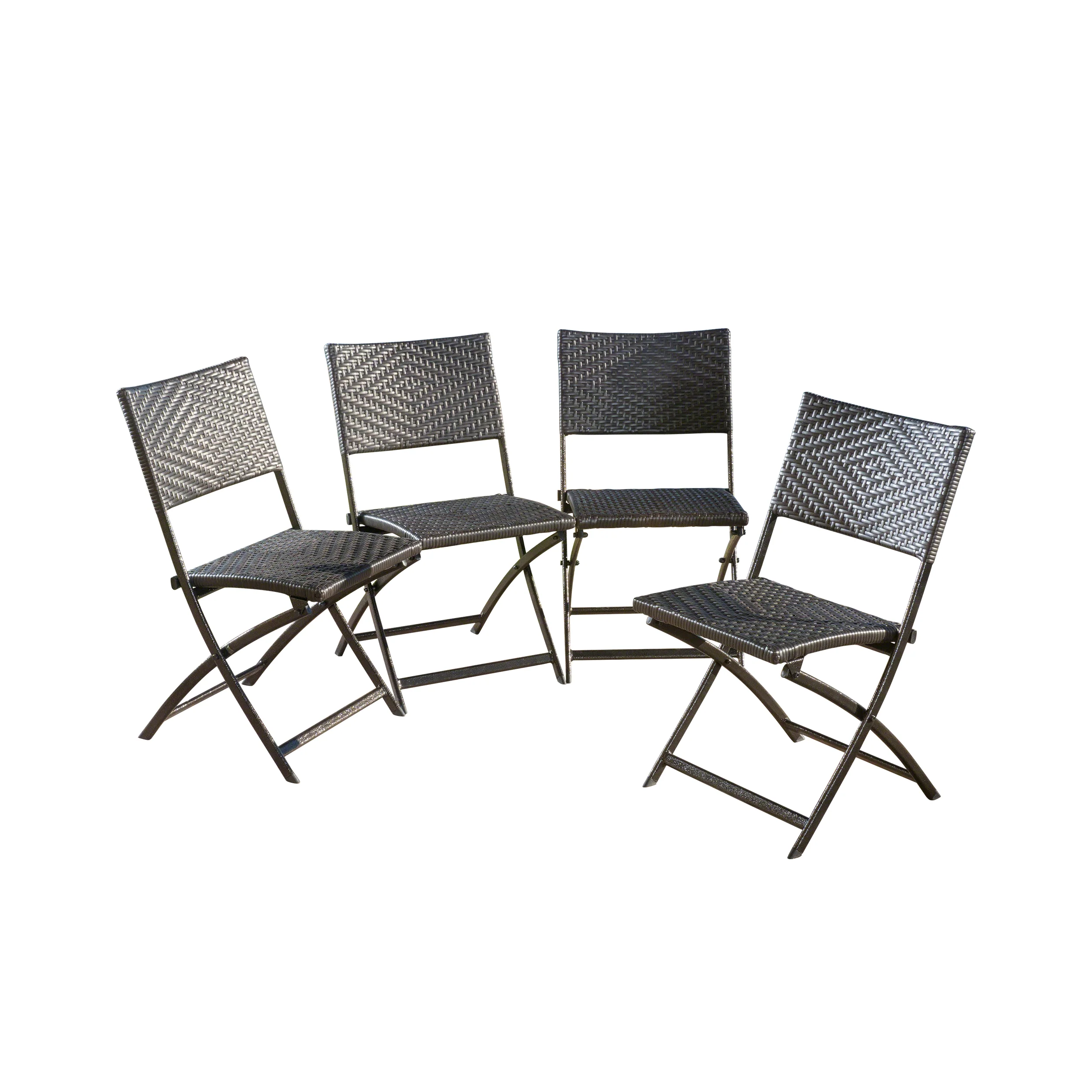 Jason Outdoor Brown Wicker Folding Chair (Set of 4) - furnishings