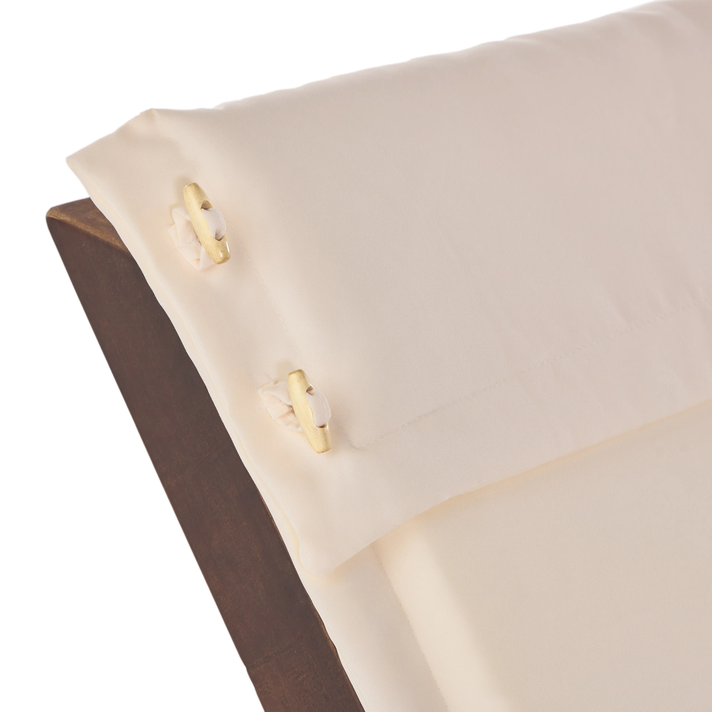 Midori Mahogany Wood Folding Chaise Lounger Chair w/ Cream Cushion - furnishings