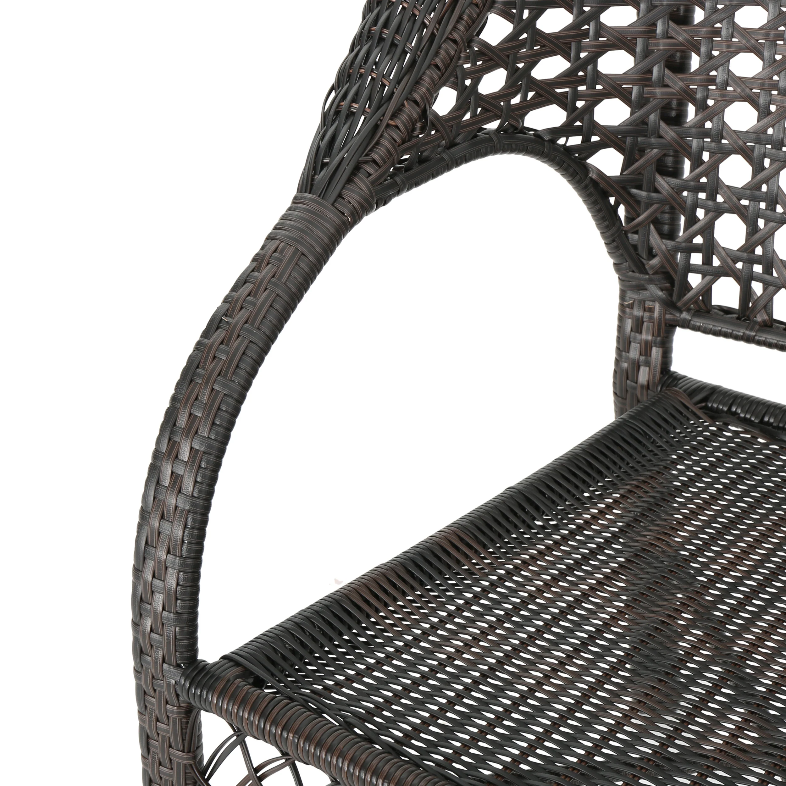 Bradley Outdoor 3 Piece Multi-Brown Wicker Chat Set with Stacking Chairs - furnishings