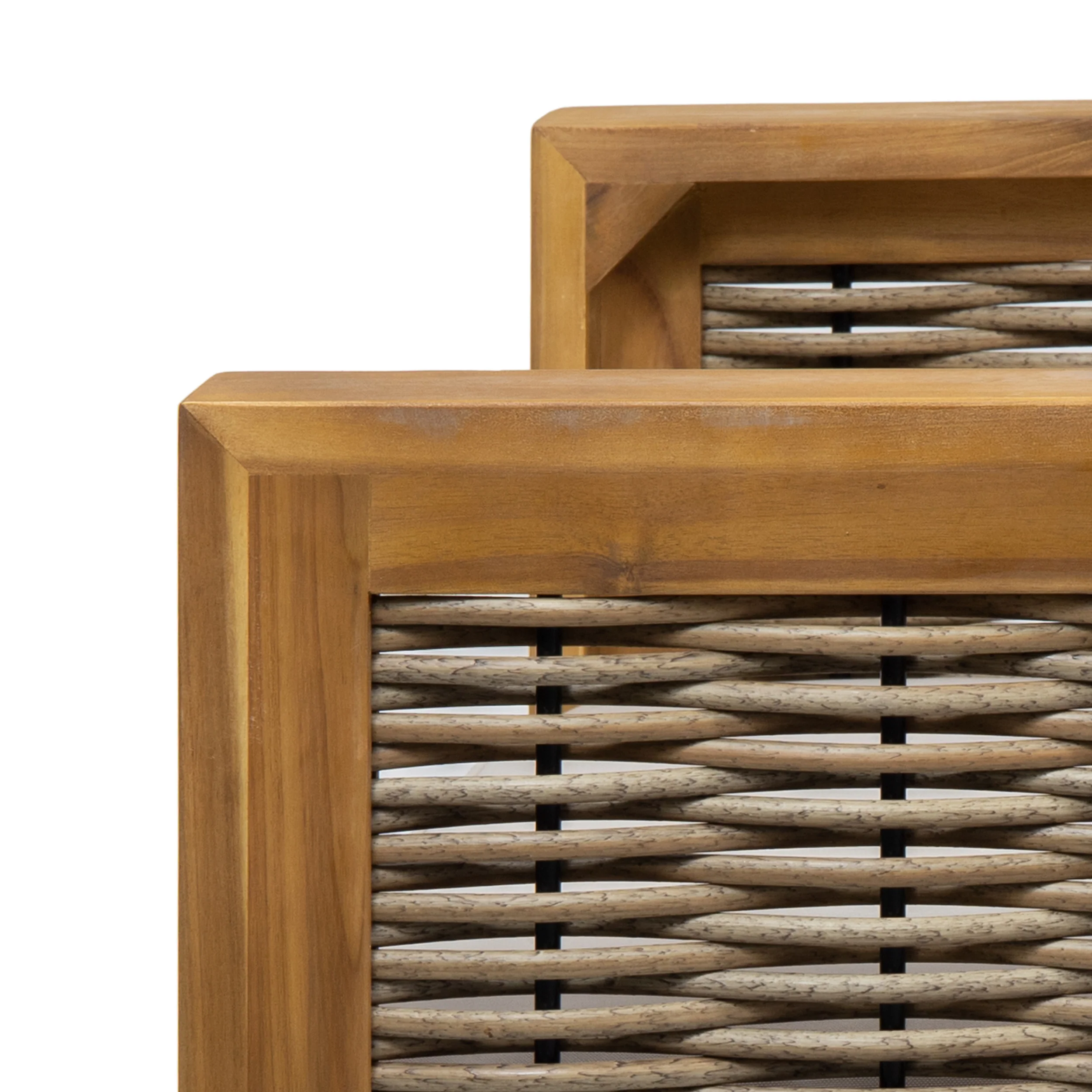 Allegra Outdoor Acacia Wood and Wicker Club Chair - furnishings