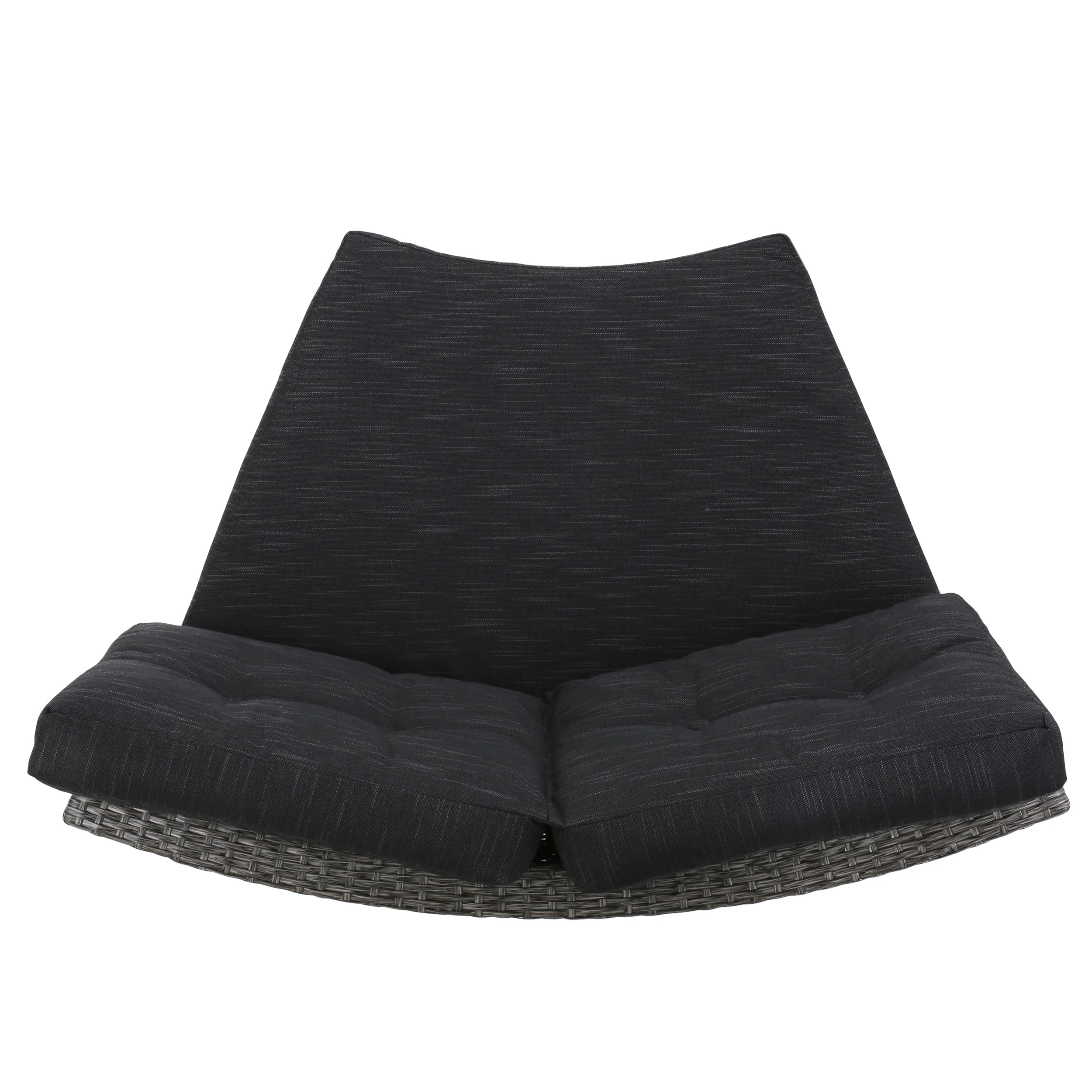 Nessett Outdoor 6 Piece Mixed Black Wicker Half Round Sofa Set with Dark Grey Fire Table - furnishings