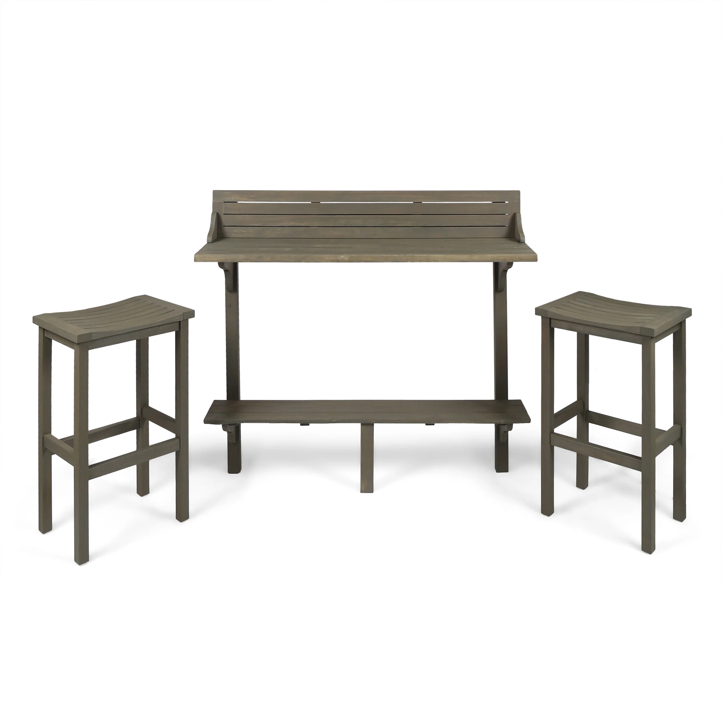 Pensacola Outdoor 3 Piece Acacia Wood Balcony Bar Set - furnishings