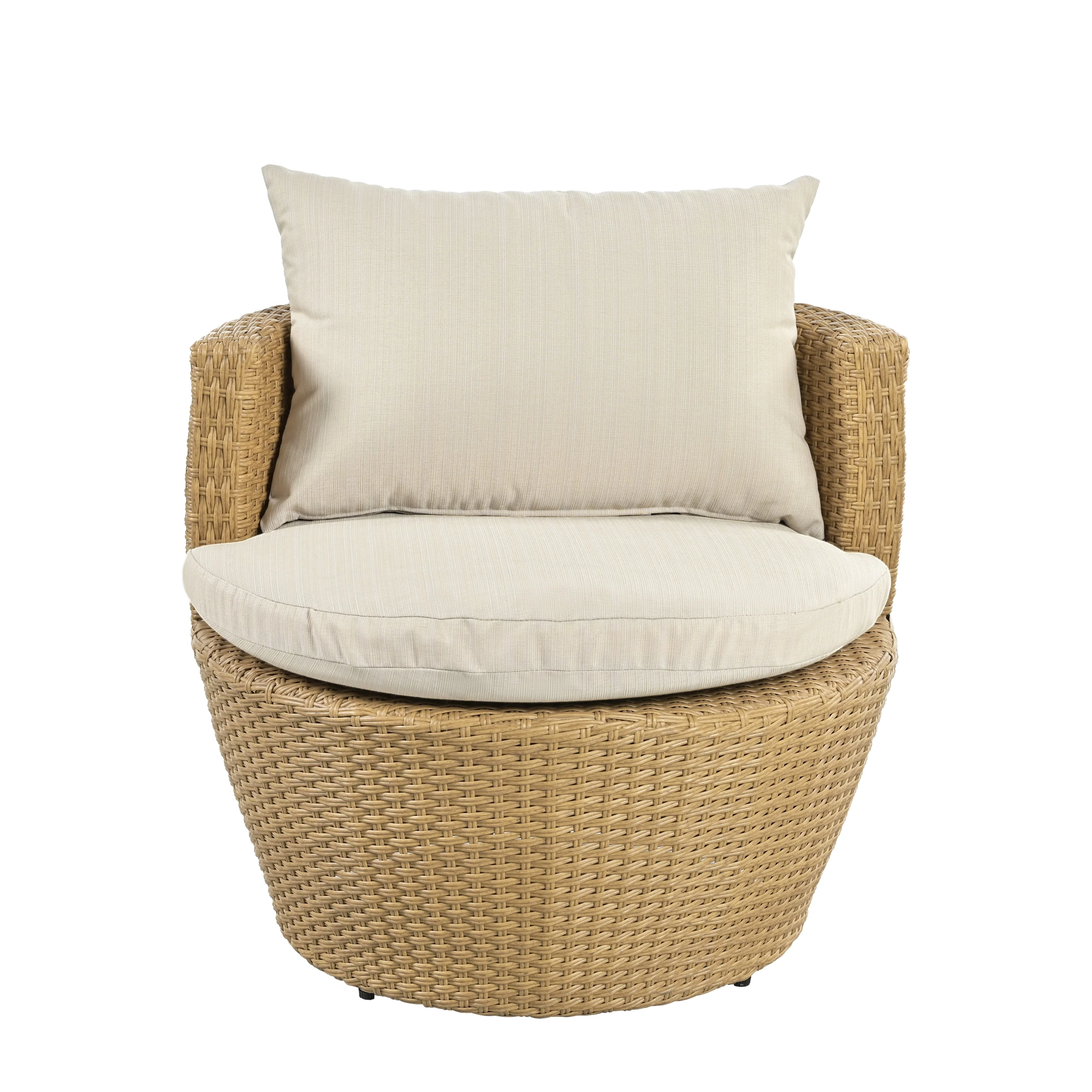 Laurela Outdoor Patio 3pc Boho Faux Wicker Chat Set - furnishings