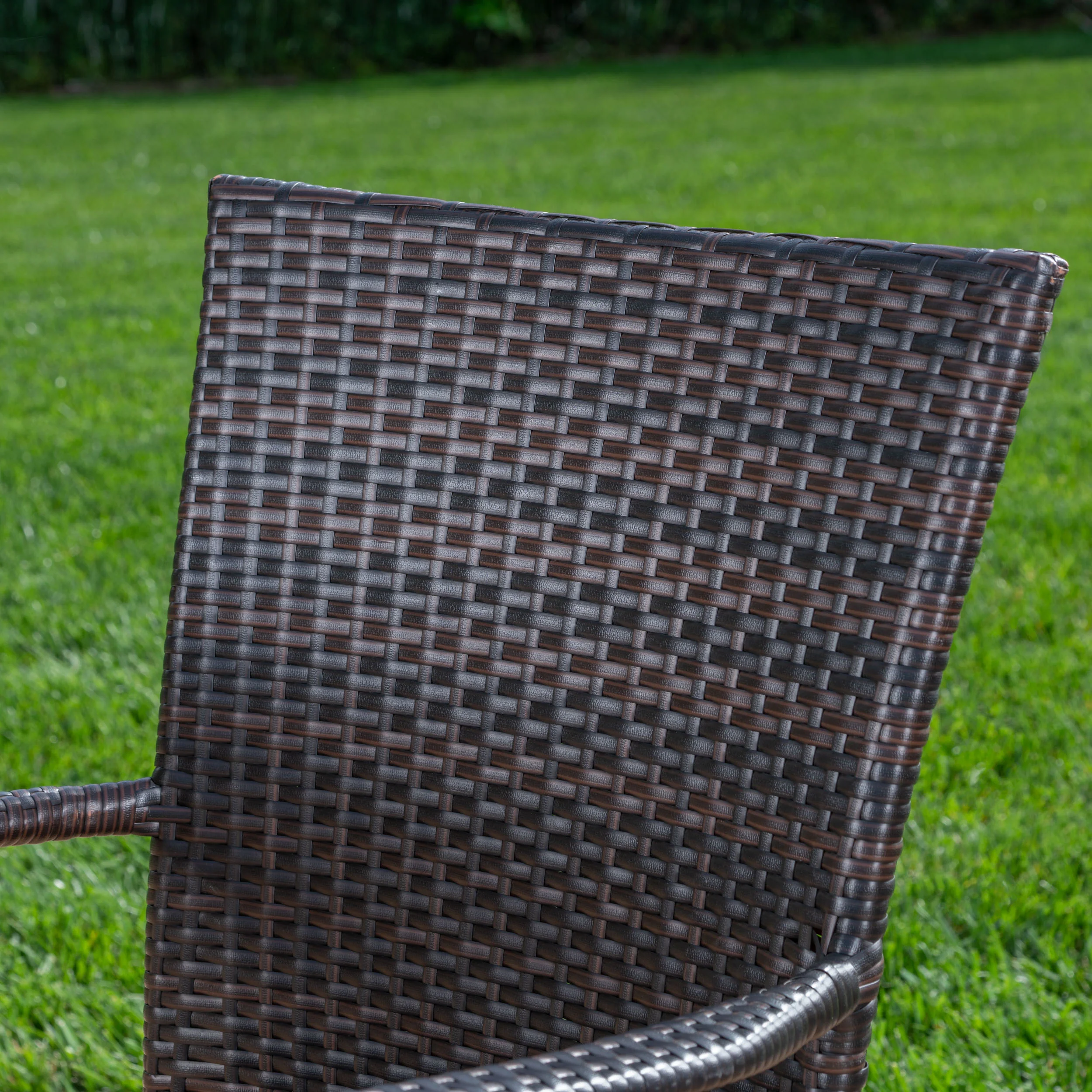Michael Outdoor 3 Piece Acacia Wood/ Wicker Bistro Set, Teak Finish and Multibrown - furnishings