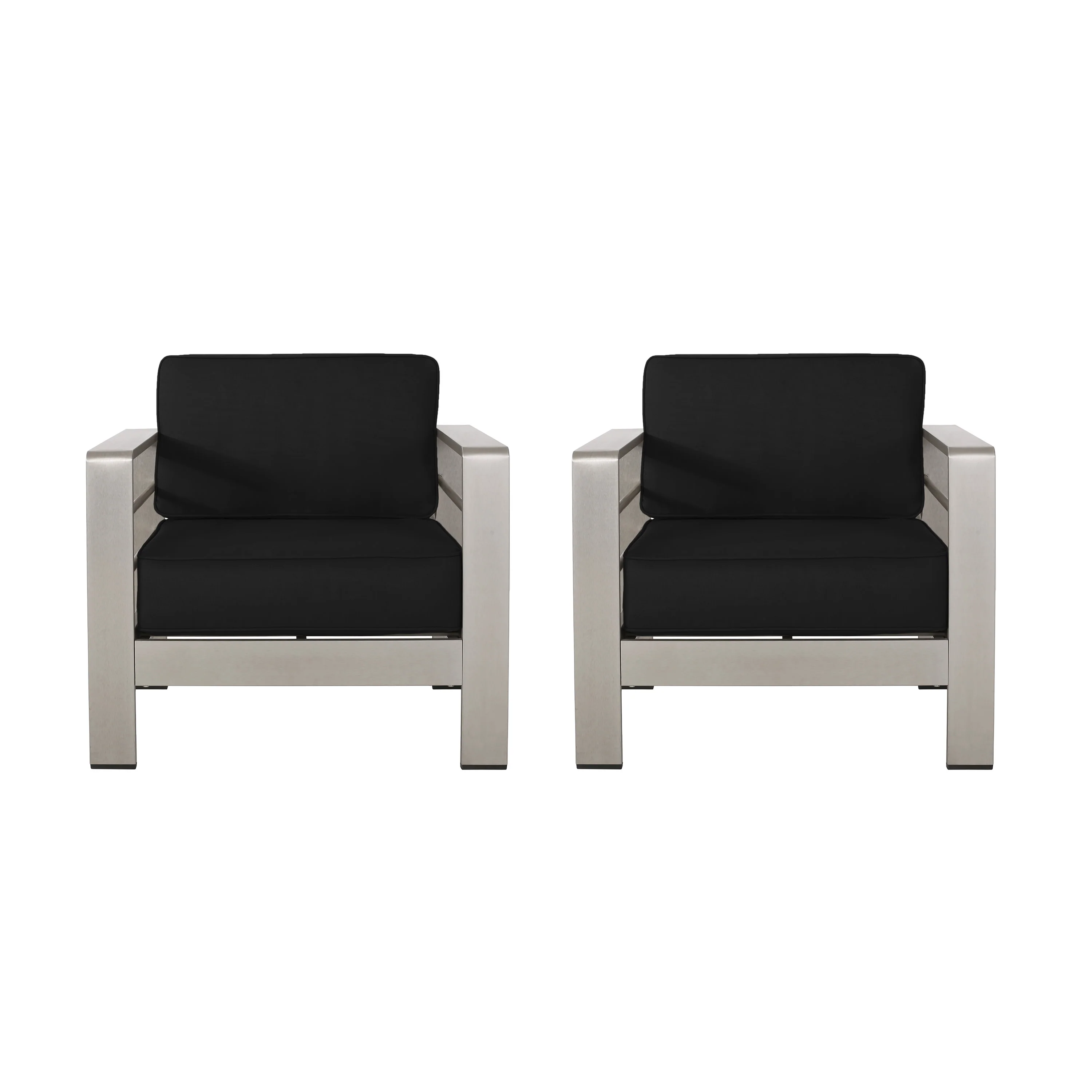 Crested Bay Outdoor Aluminum Club Chairs with Optional Sunbrella Cushions, Set of 2 - furnishings