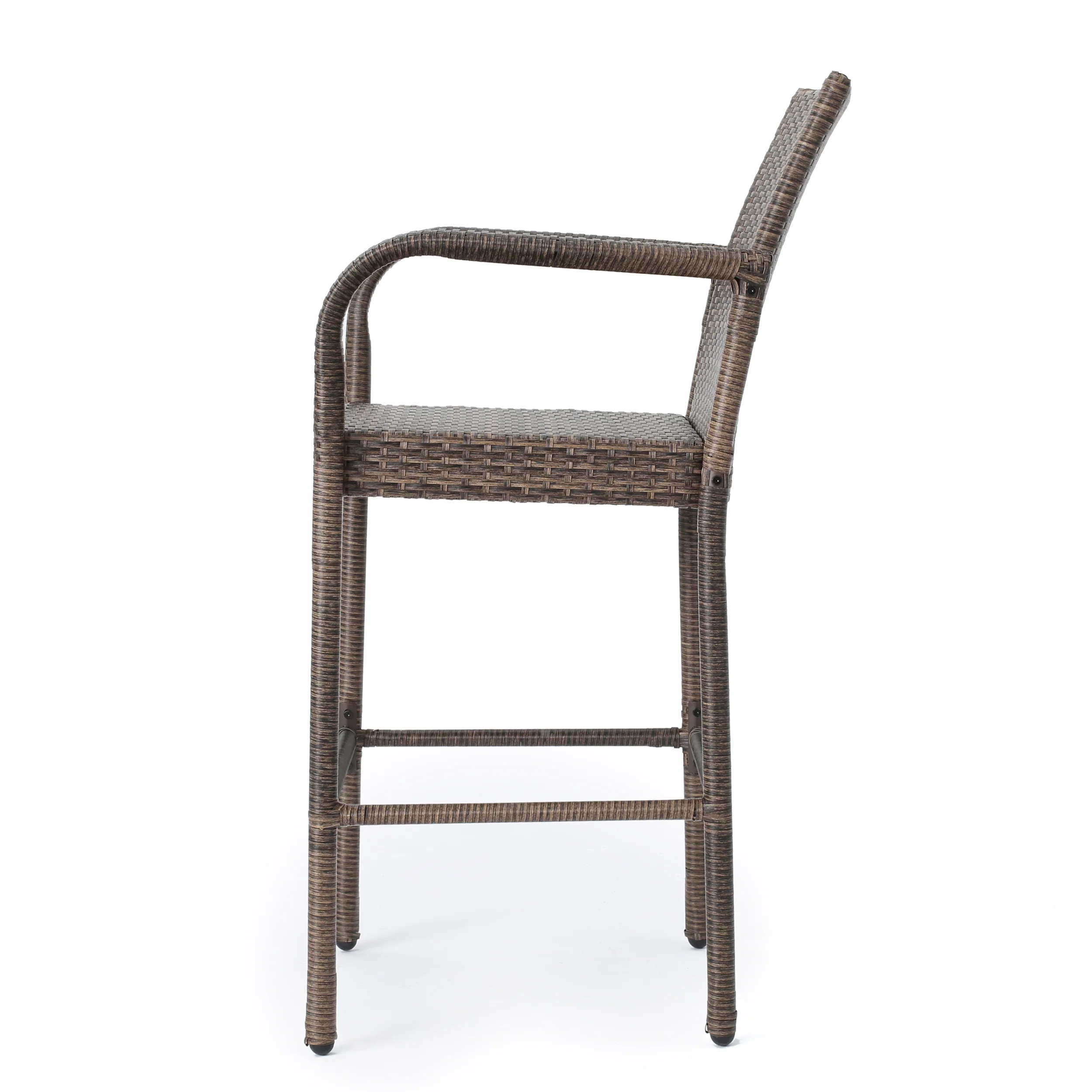 Conquista 30-Inch Outdoor Mix Mocha Wicker Barstool - furnishings