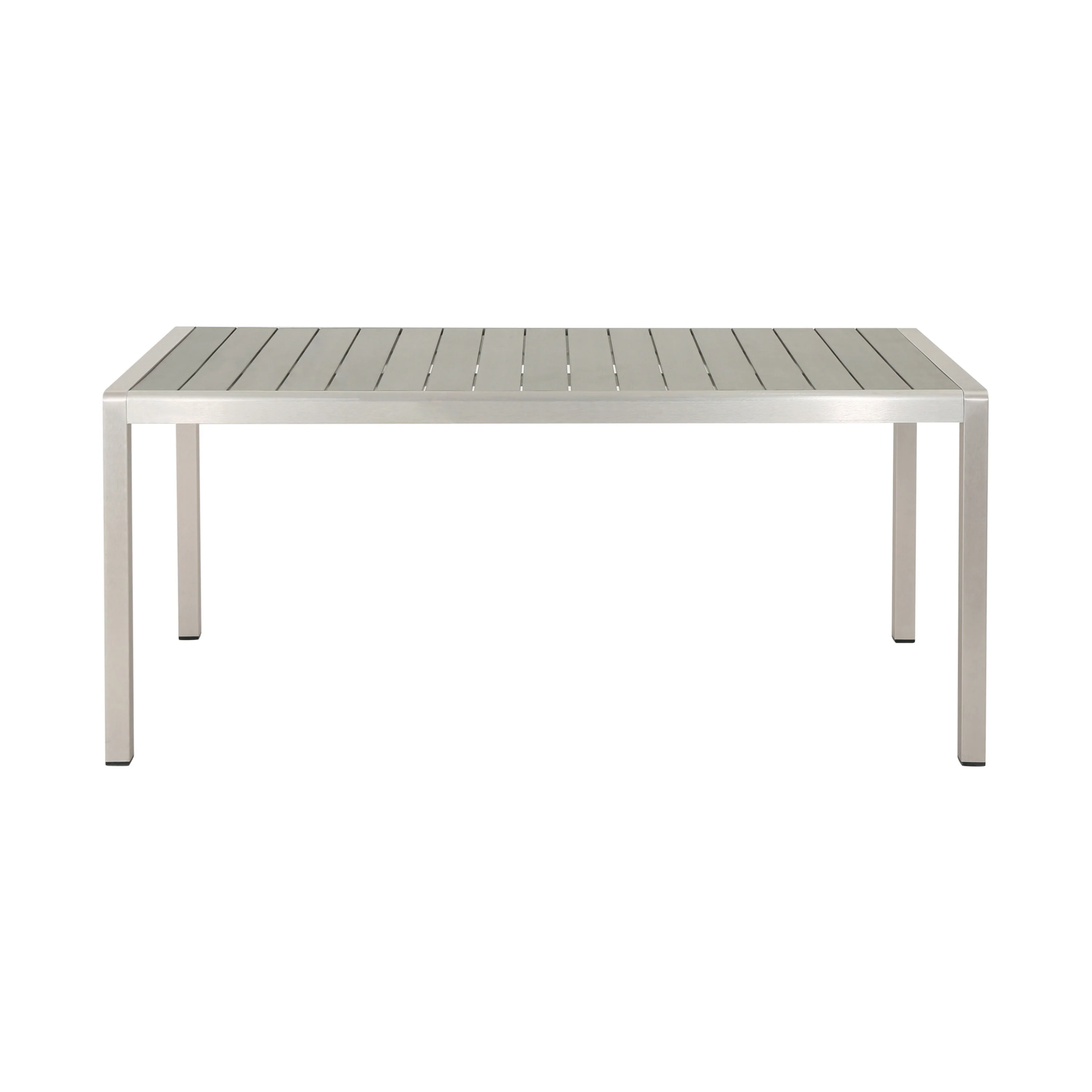 Coral Outdoor Aluminum Dining Table with Faux Wood Top, Gray Finish - furnishings