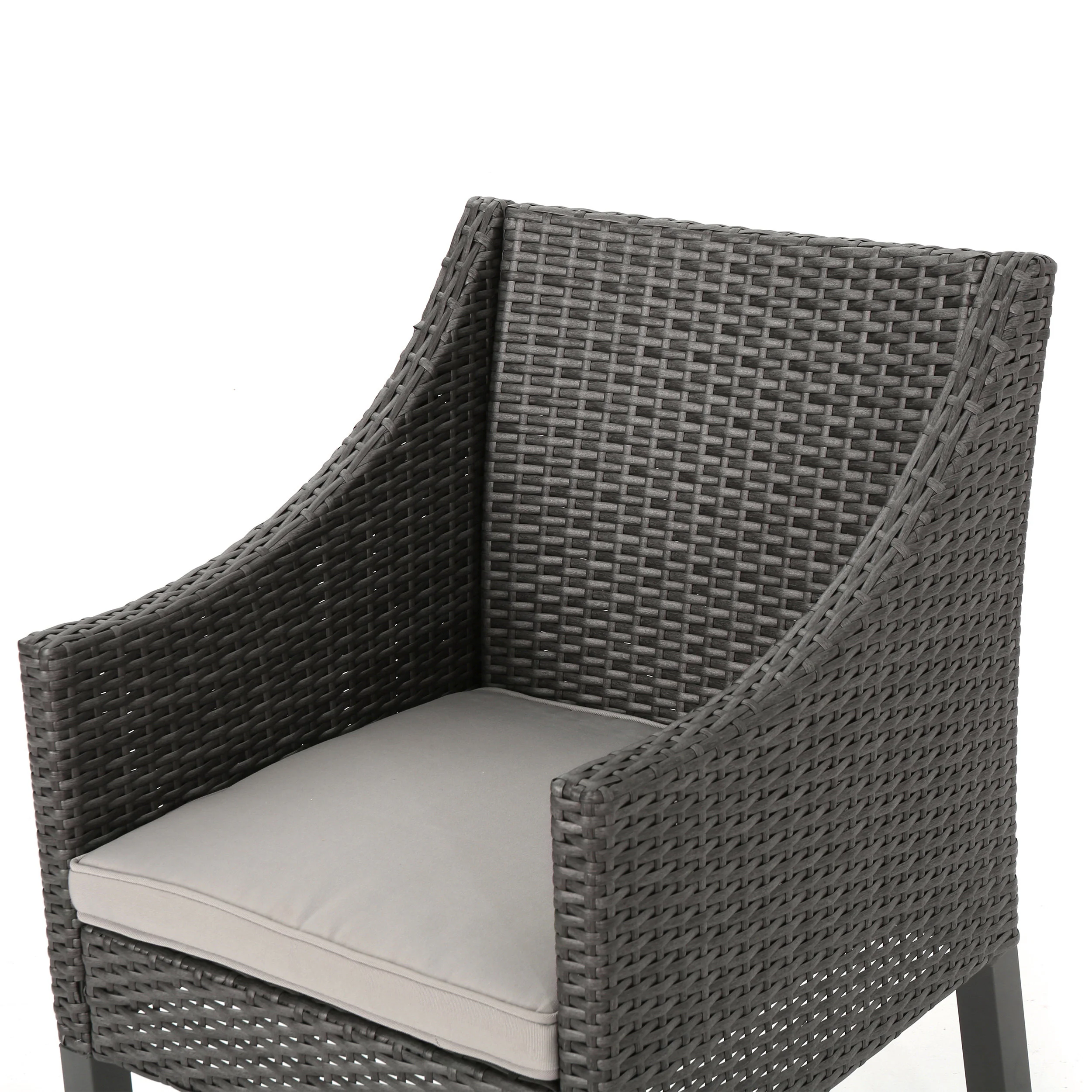 Sims Outdoor 3 Piece Wicker Chat Set, Grey with Silver Cushions - furnishings