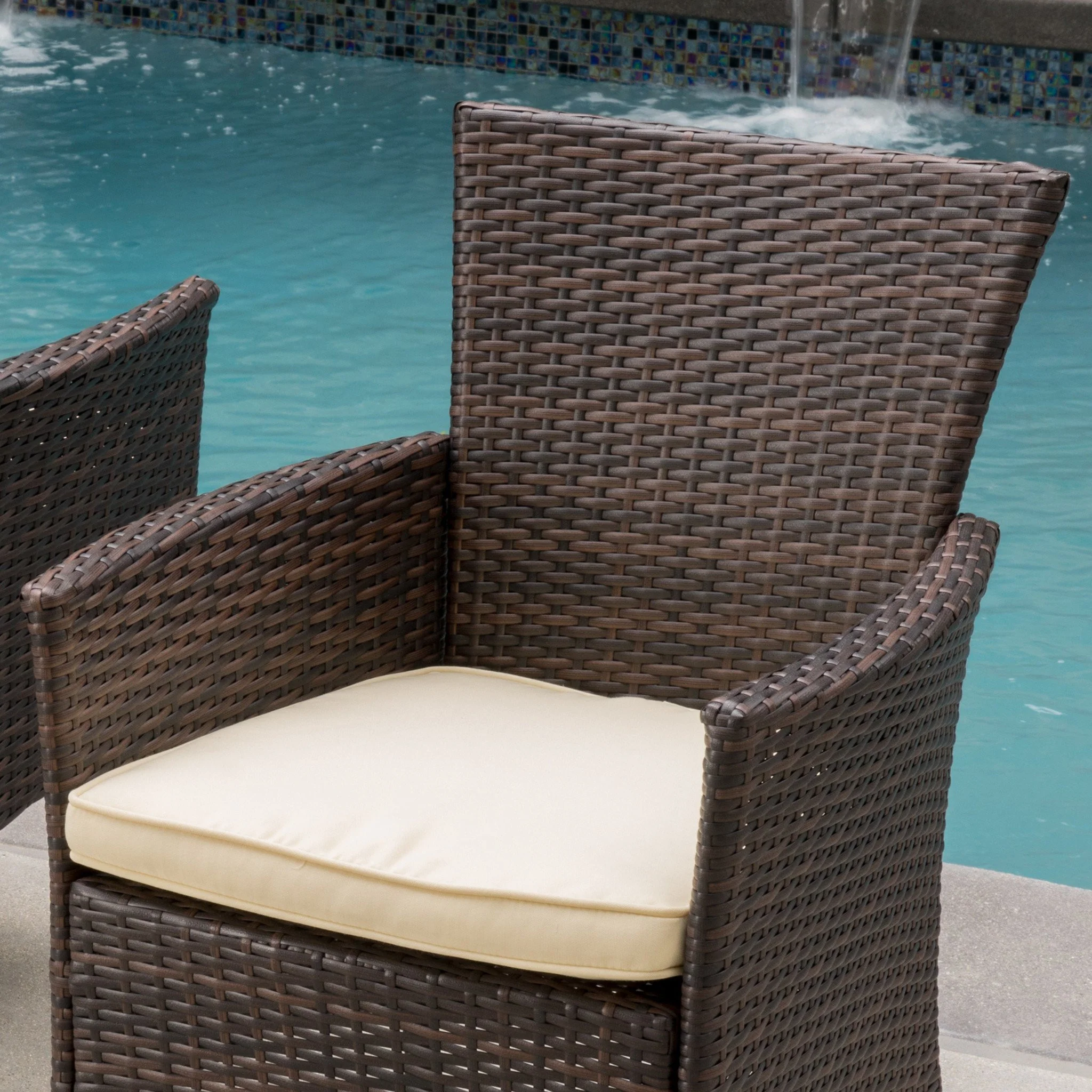 Clementine Outdoor Multibrown PE Wicker Dining Chairs (Set of 2) - furnishings