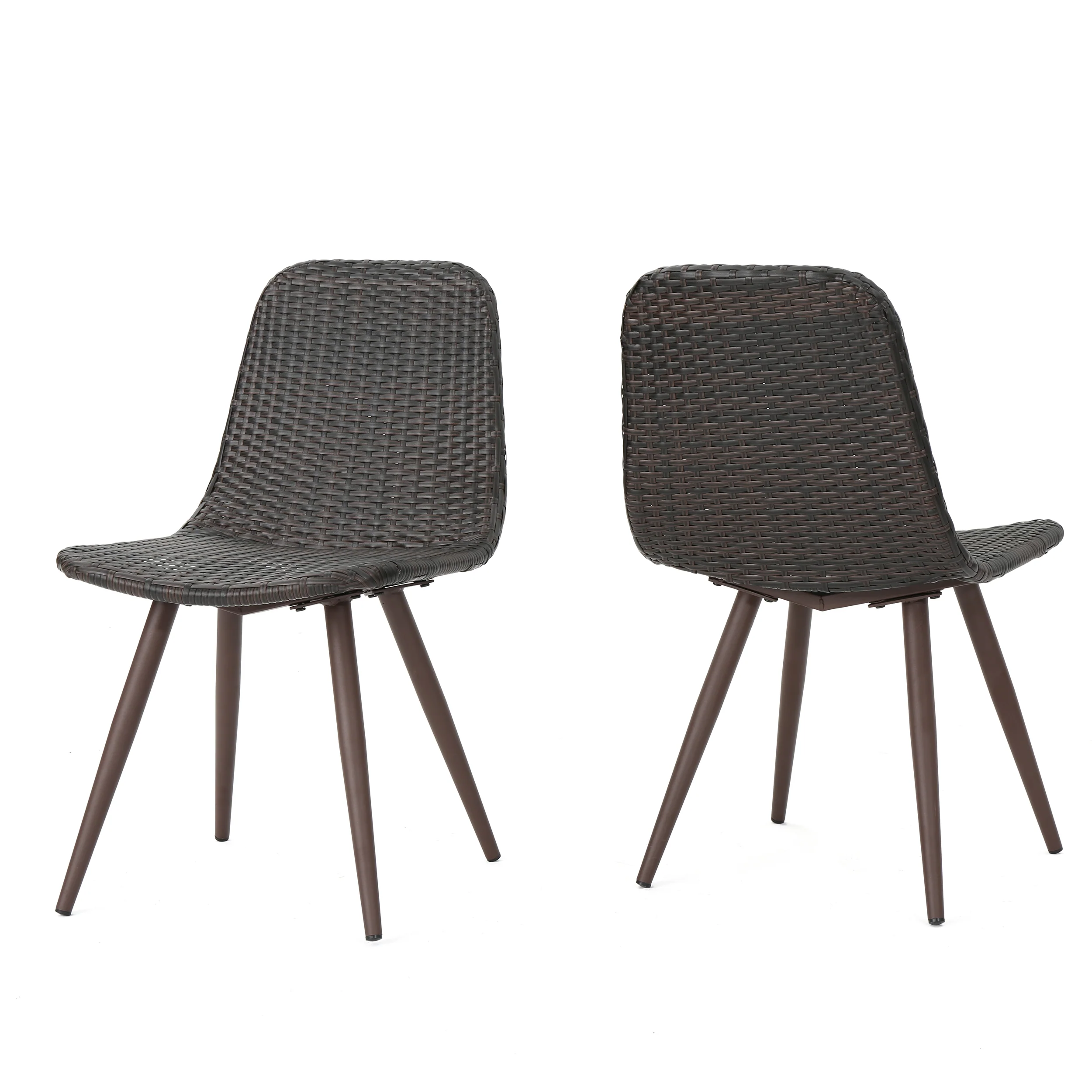 Gilda Outdoor Multibrown Wicker Dining Chairs with Dark Brown Powder Coated Legs - furnishings