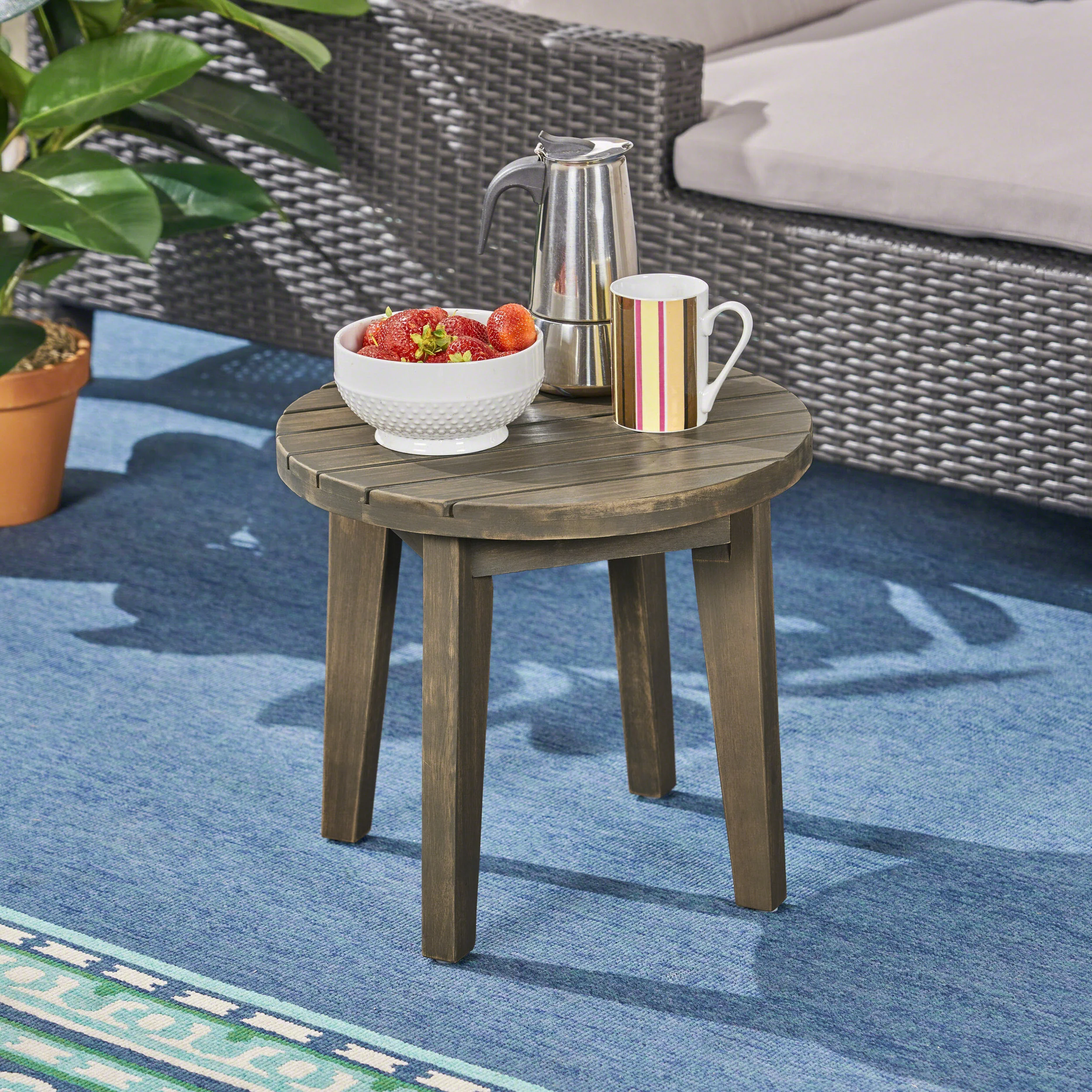 Parker Outdoor 16-inch Acacia Wood Side Table - furnishings