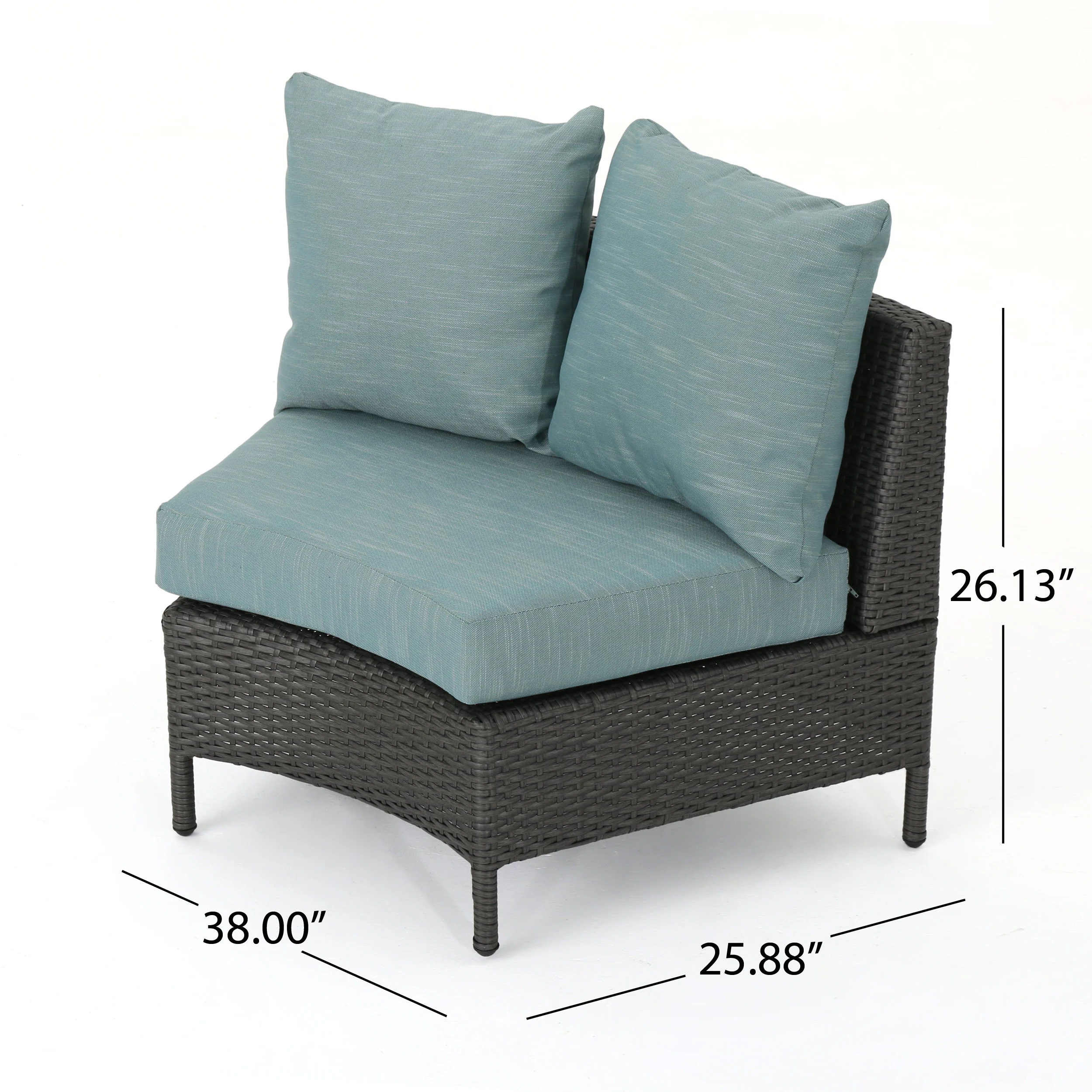 Harper Outdoor Wicker Curved Loveseat Sectional with Cushions - furnishings