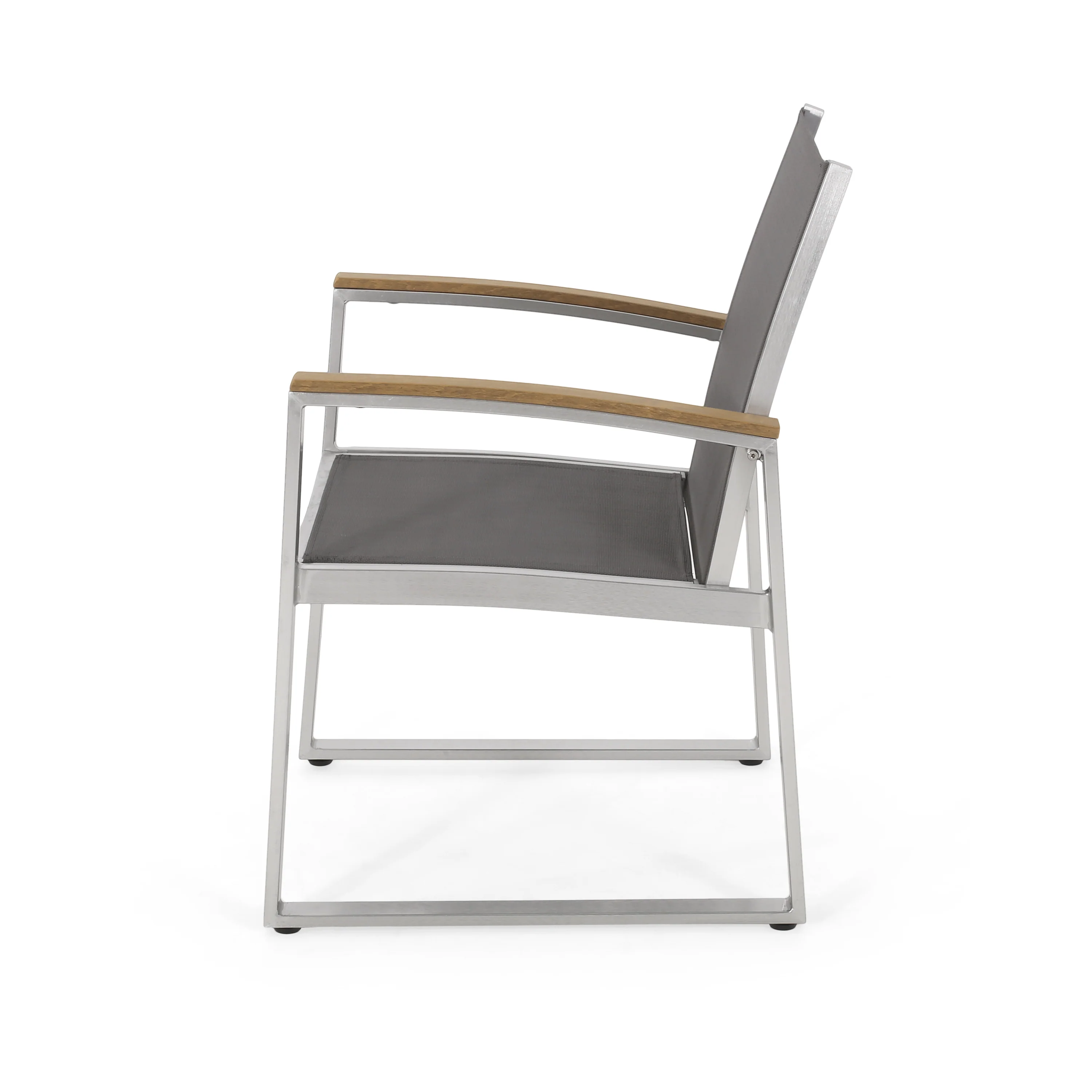 Aubrey Outdoor Aluminum Dining Chairs with Faux Wood Accents - furnishings