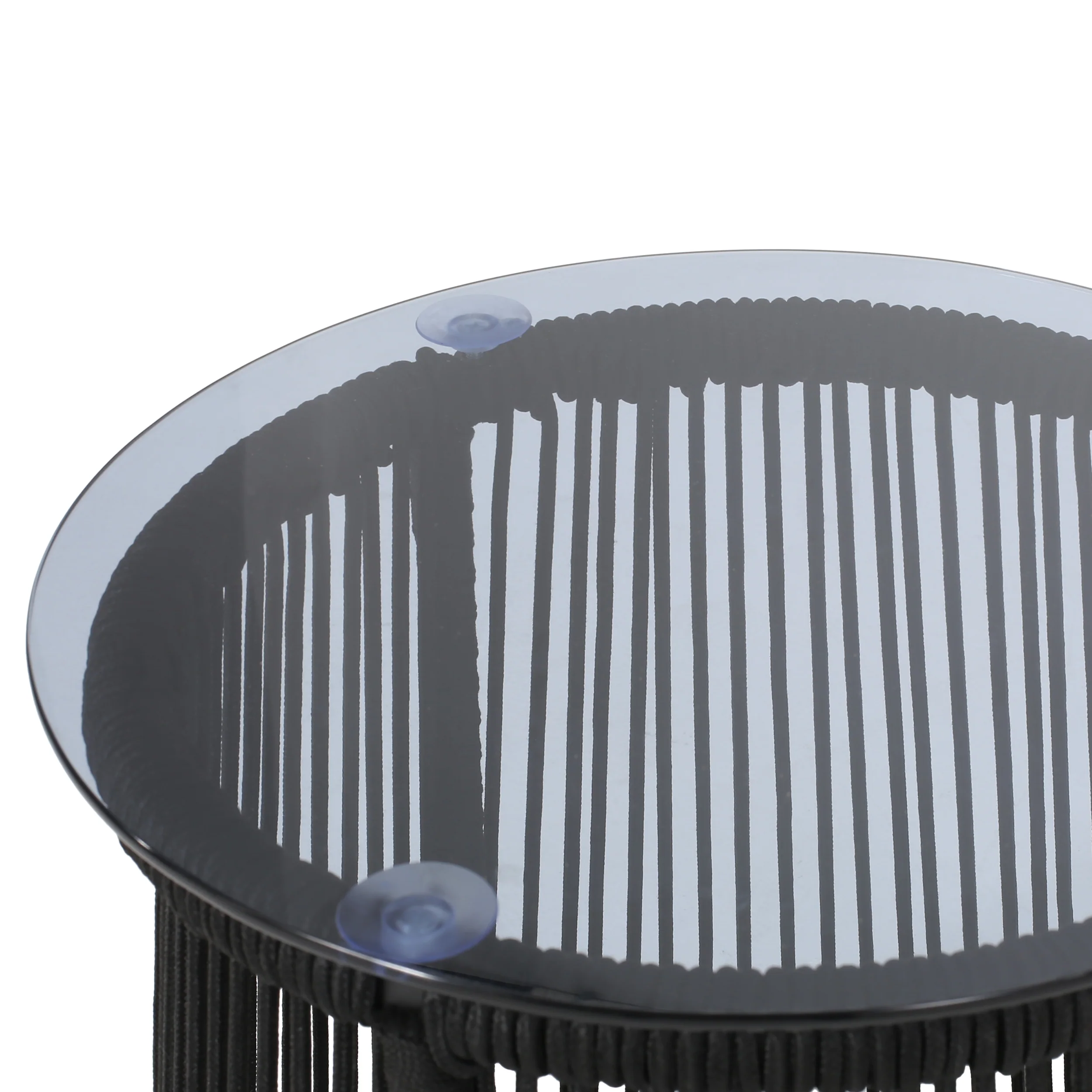 Laycee Modern Outdoor Rope Weave Chat Set with Side Table - furnishings