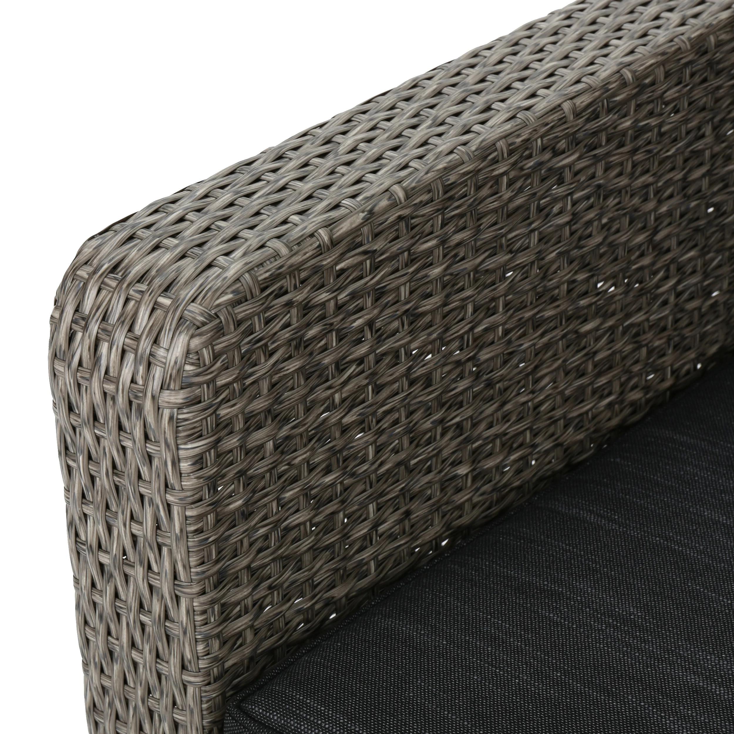 Hensley Outdoor Wicker 5 Seater Sectional Sofa Chat Set with Cushions, Mixed Black and Dark Gray - furnishings