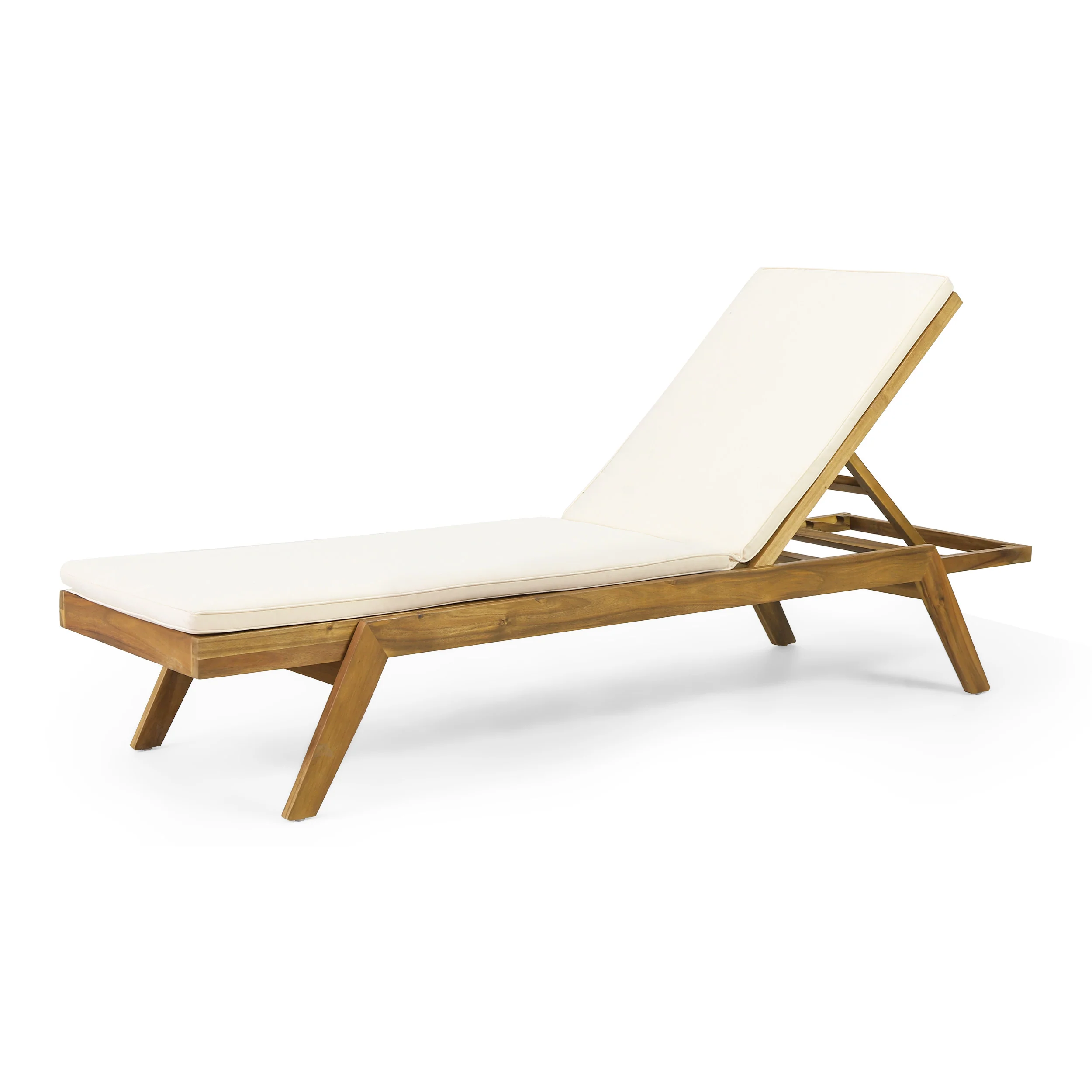 Larimore Outdoor Acacia Wood Chaise Lounge with Water Resistant Cushions, Set of 4 - furnishings