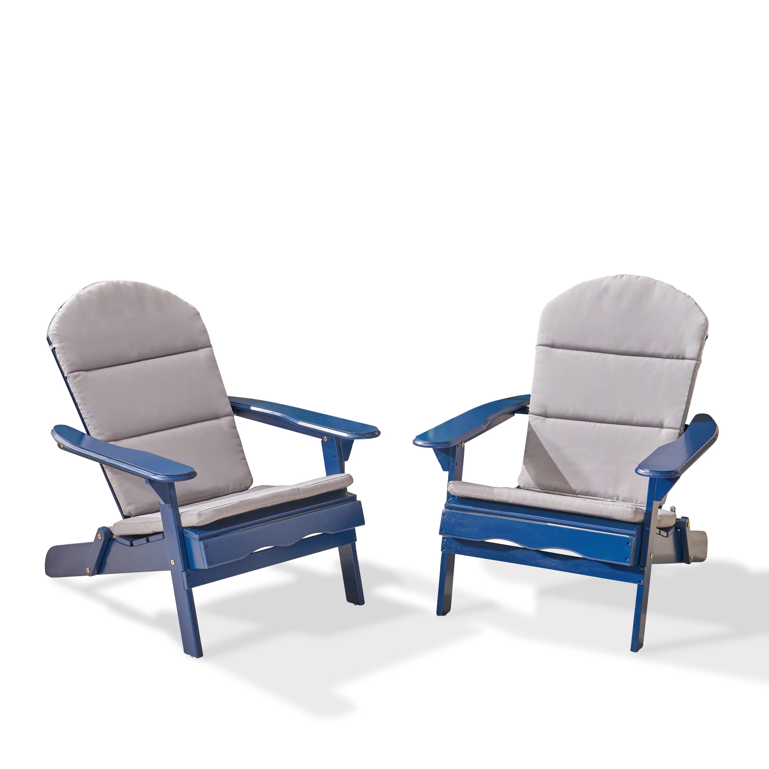 Nelie Outdoor Acacia Wood Folding Adirondack Chairs with Cushions - furnishings