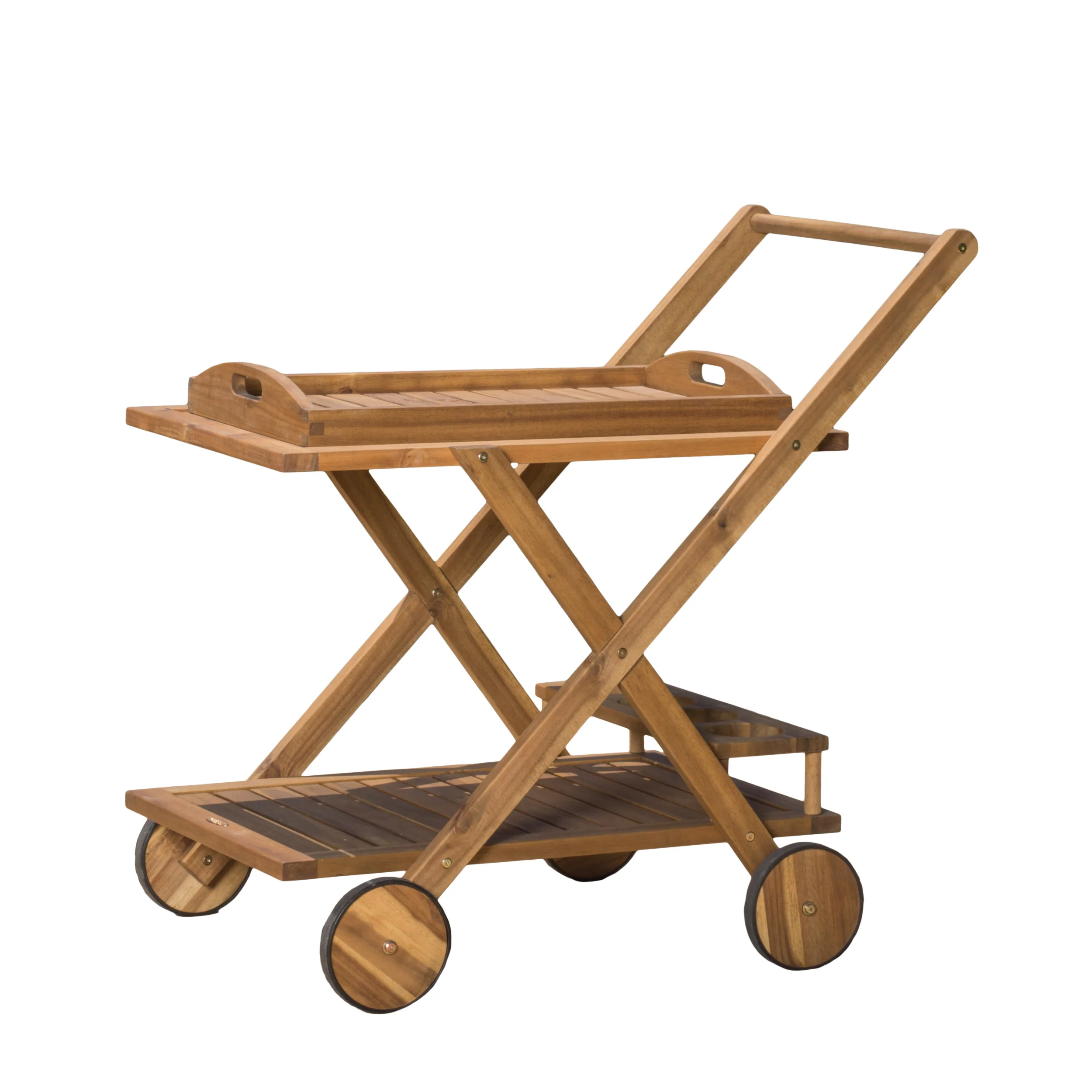 Kadence Natural Wood Stained Kitchen Serving Cart - furnishings