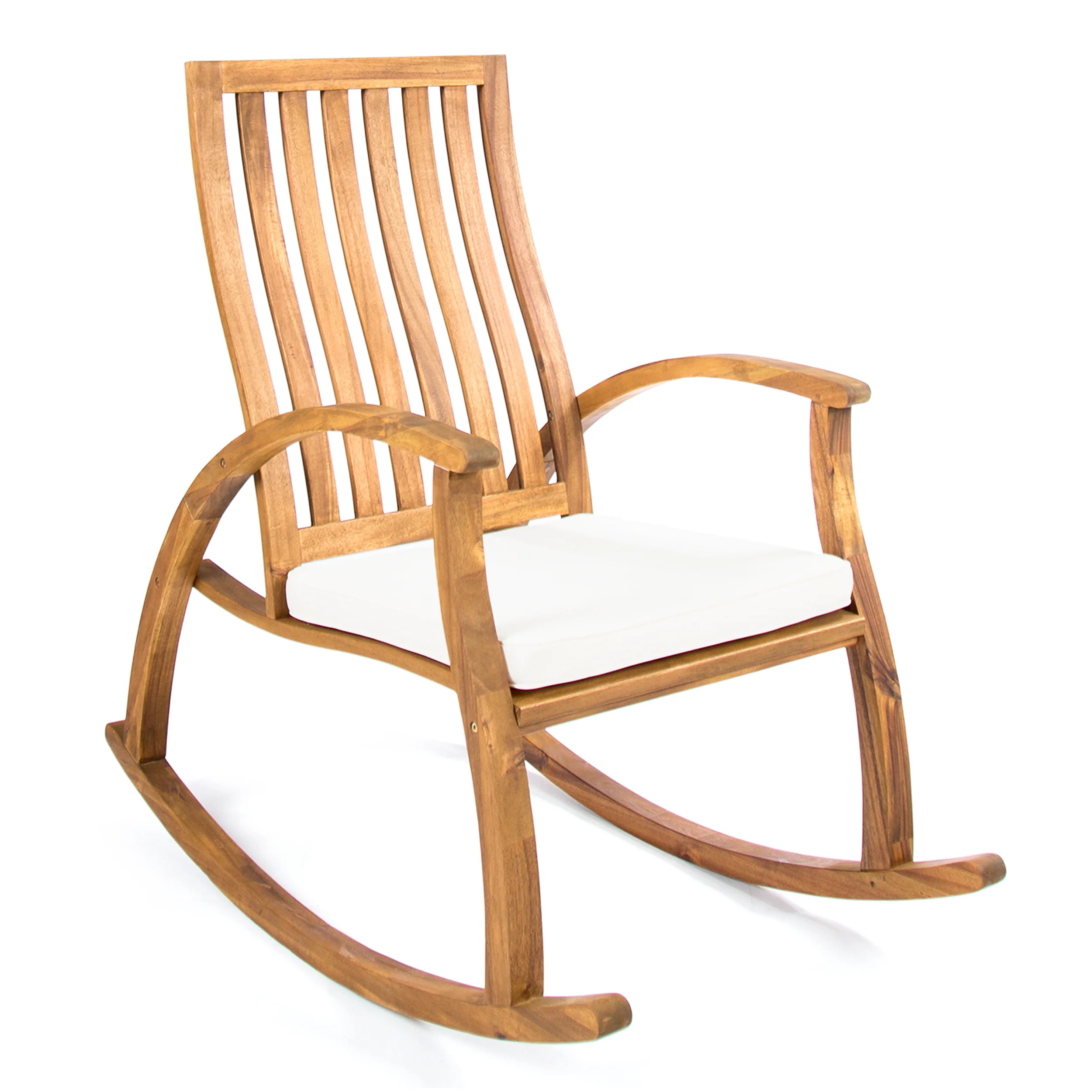Cattan Outdoor Acacia Wood Rocking Chair with Water Resistant Cushion - furnishings