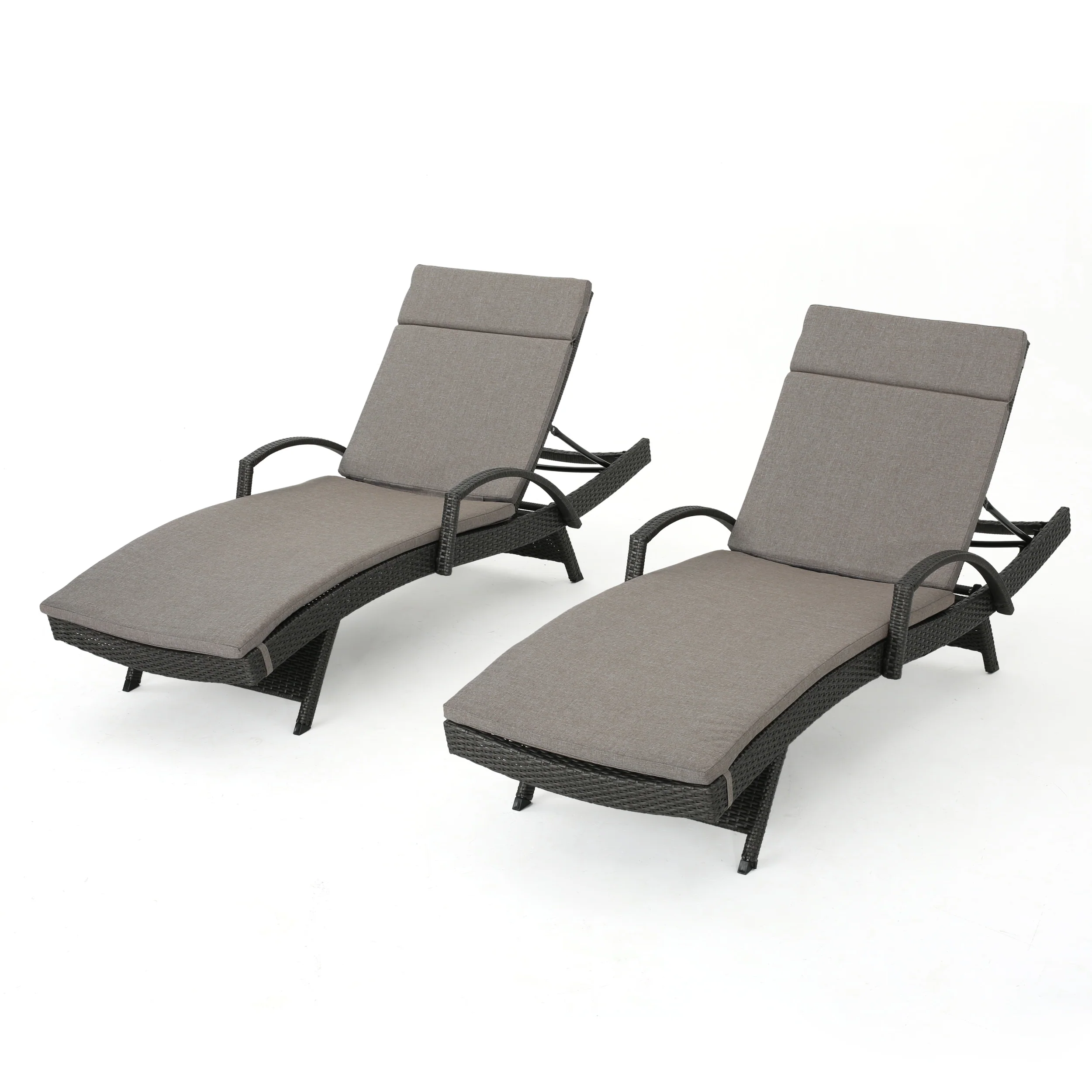 Soleil Outdoor Wicker Chaise Lounges w/ Water Resistant Cushions (Set of 2) - furnishings
