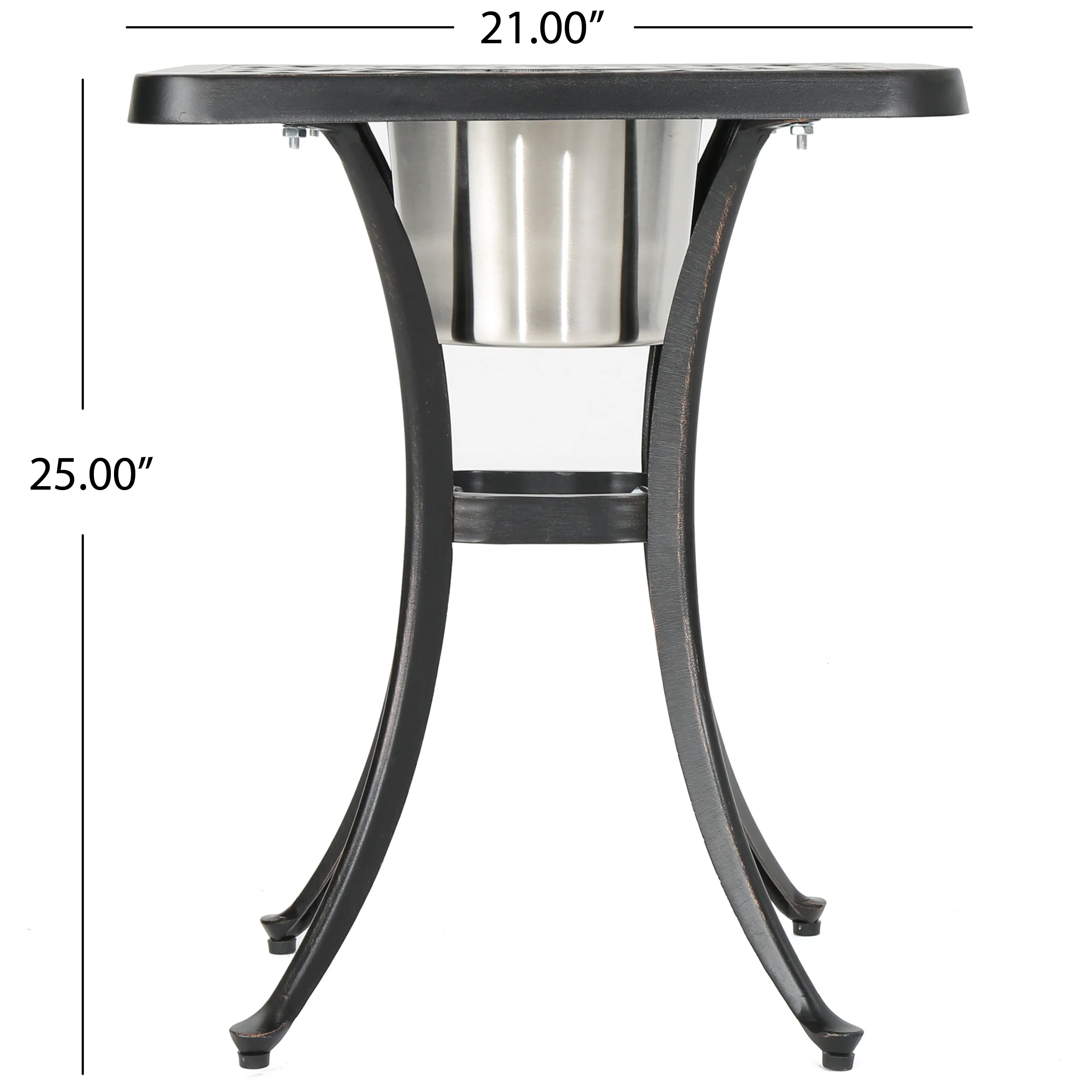 Ariel Outdoor 3 Piece Patina Copper Finish Cast Aluminum Bistro Set - furnishings