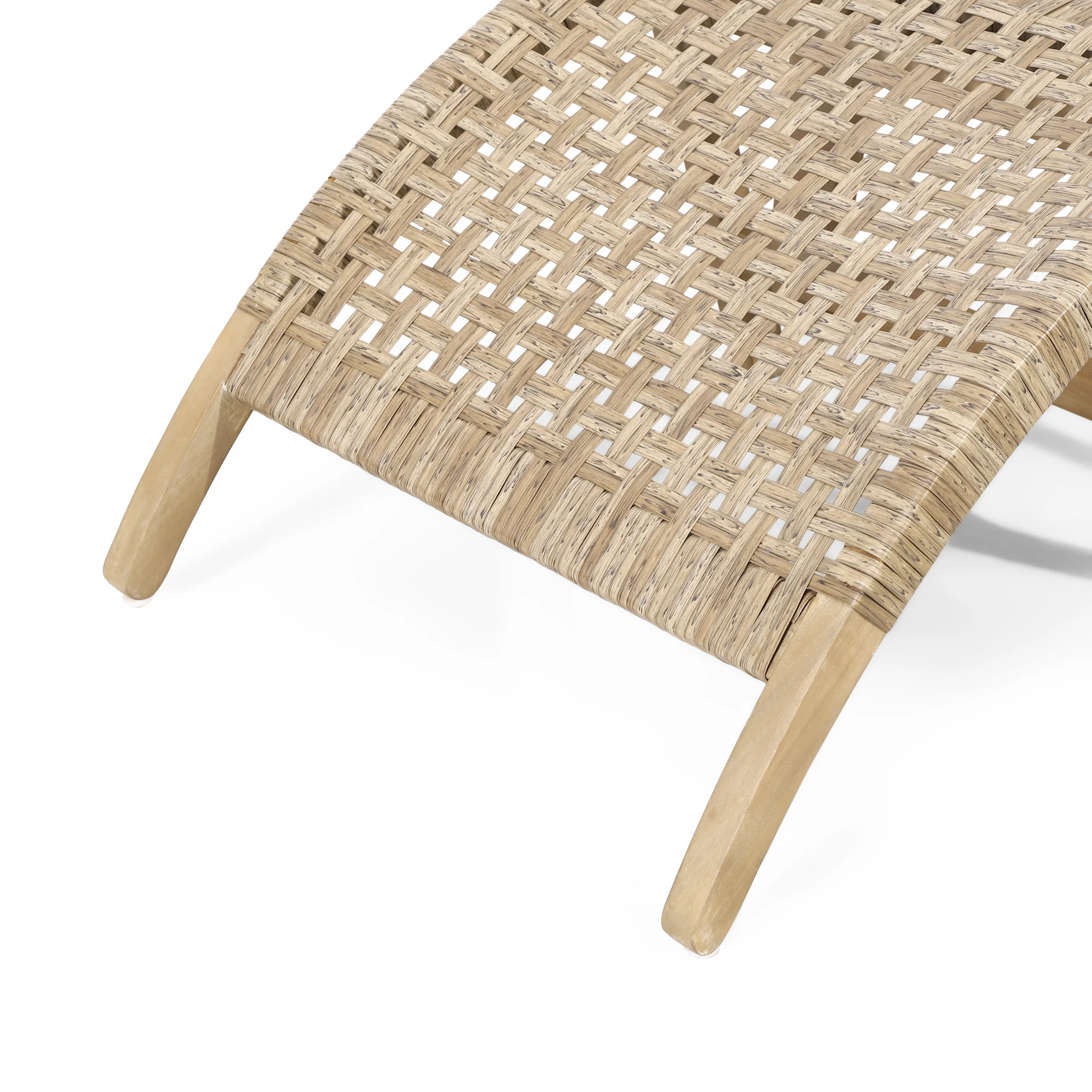 Arlost Outdoor Wicker Lounge Chair with Ottoman, Light Brown and Light Multibrown - furnishings