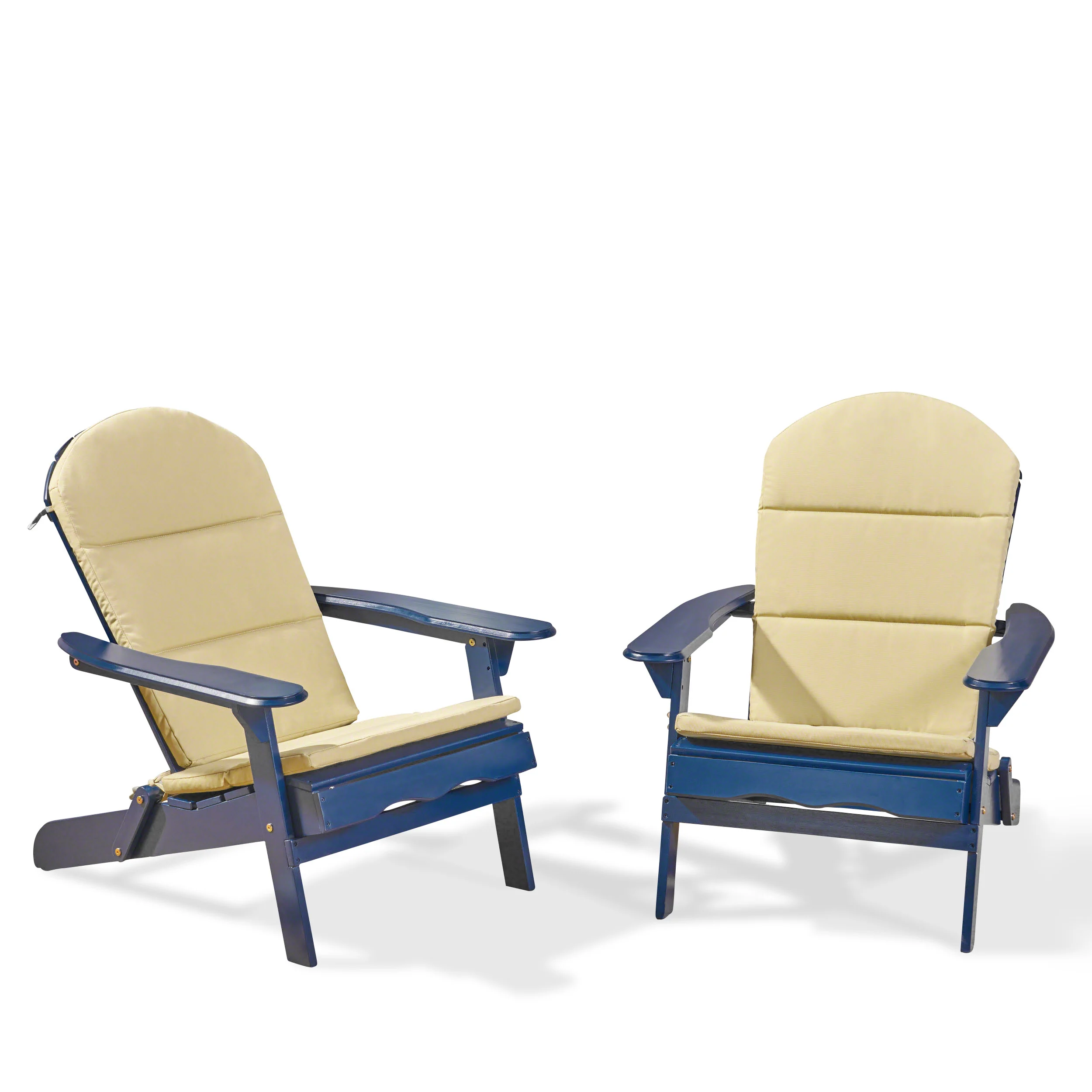 Nelie Outdoor Acacia Wood Folding Adirondack Chairs with Cushions - furnishings