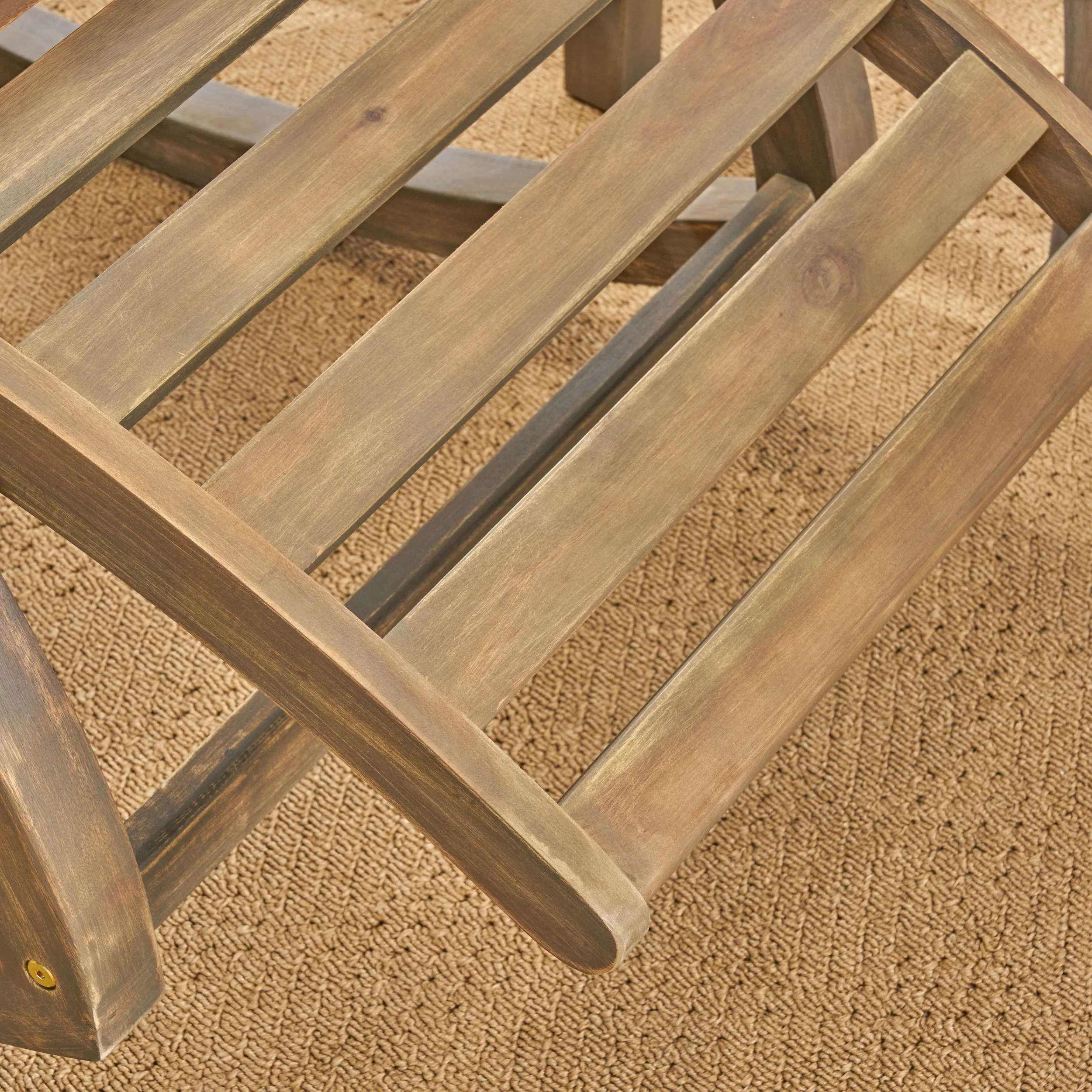 Sunview Outdoor Rustic Acacia Wood Recliner Rocking Chair with Side Table - furnishings