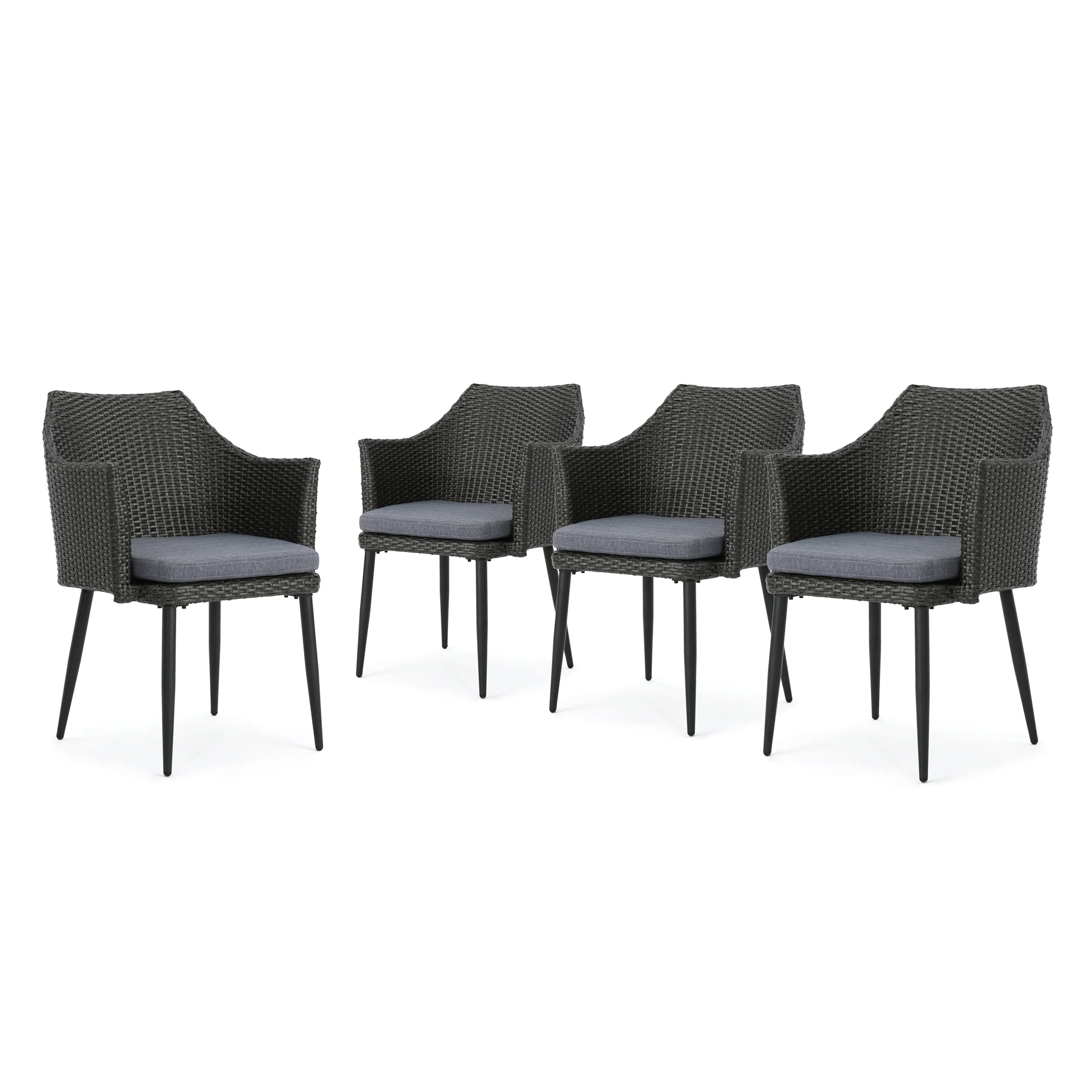 Iris Outdoor Wicker Dining Chairs with Water Resistant Cushions (Set of 4) - furnishings