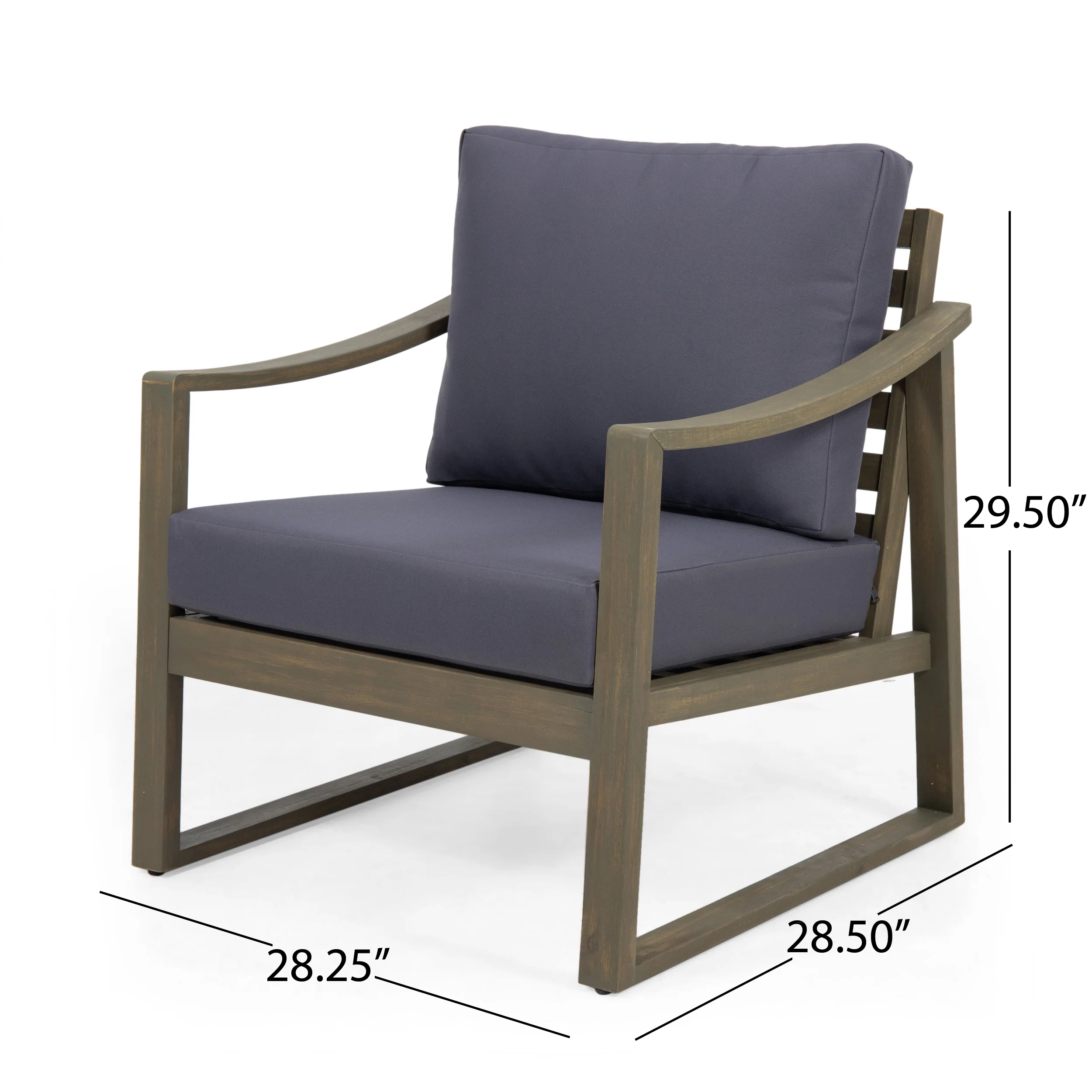 Johnlucas Outdoor Acacia Wood Club Chair with Cushion - furnishings