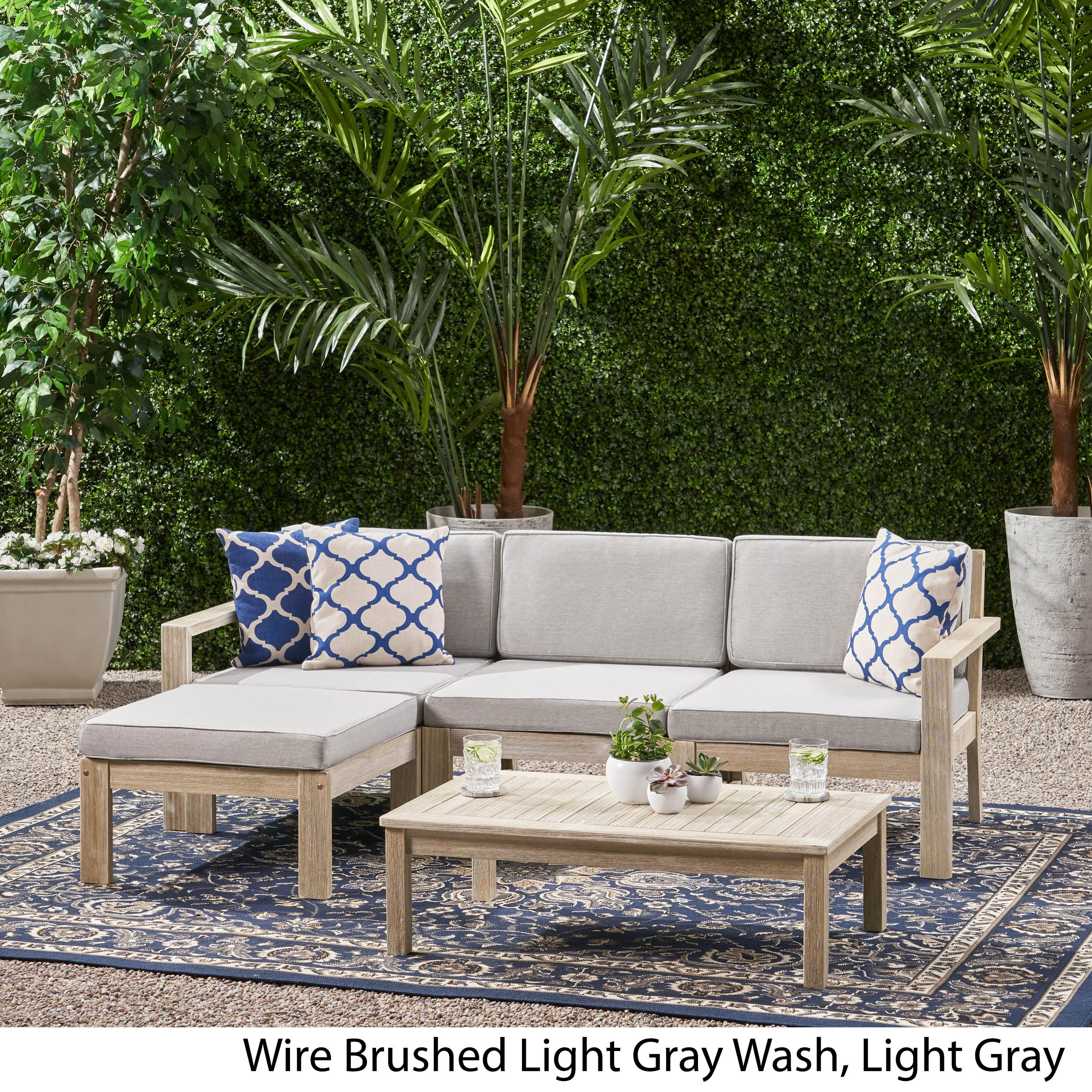 Henderson Outdoor 3 Seater Acacia Wood Sofa Sectional with Cushions - furnishings