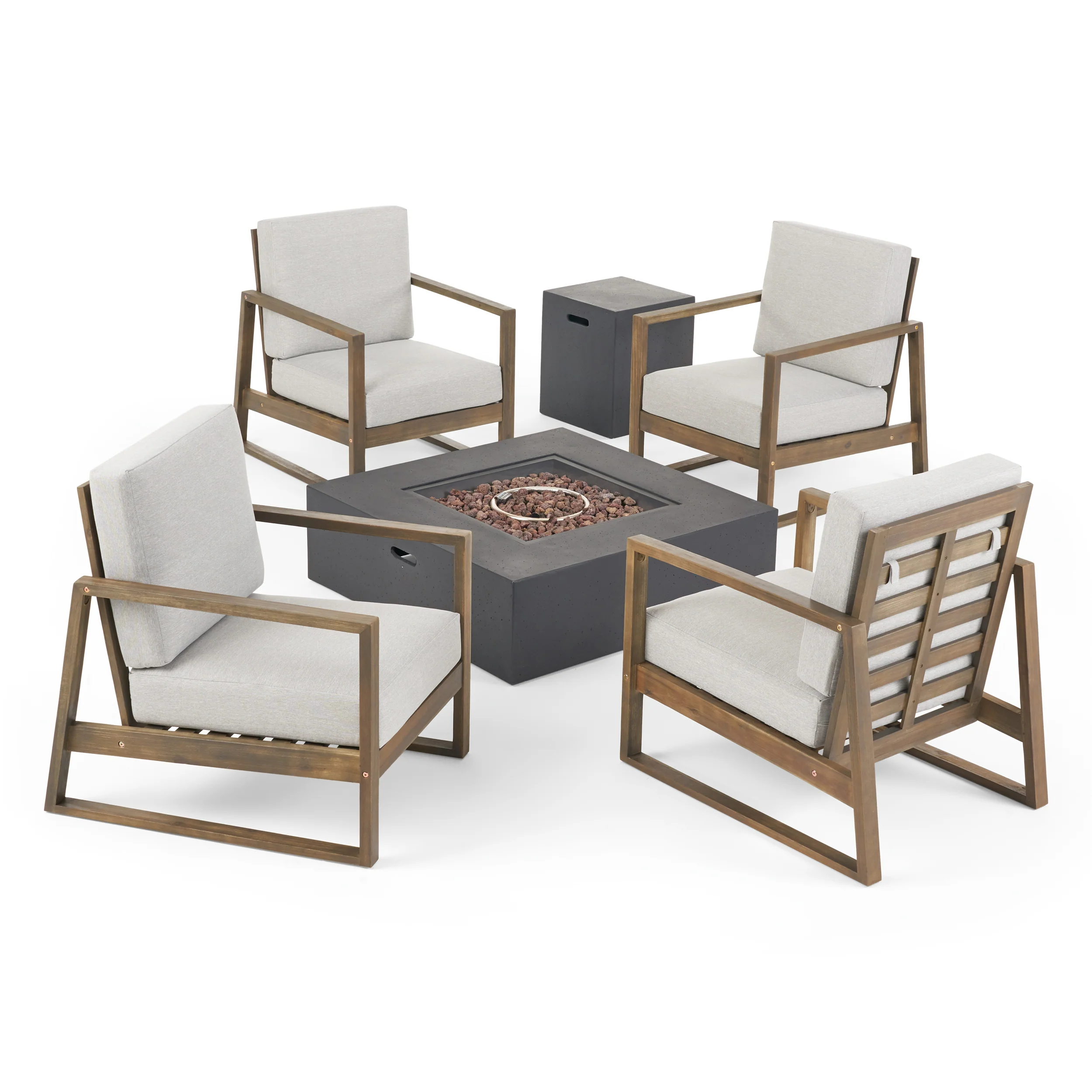 Marlee Outdoor 4 Seater Chat Set with Fire Pit - furnishings