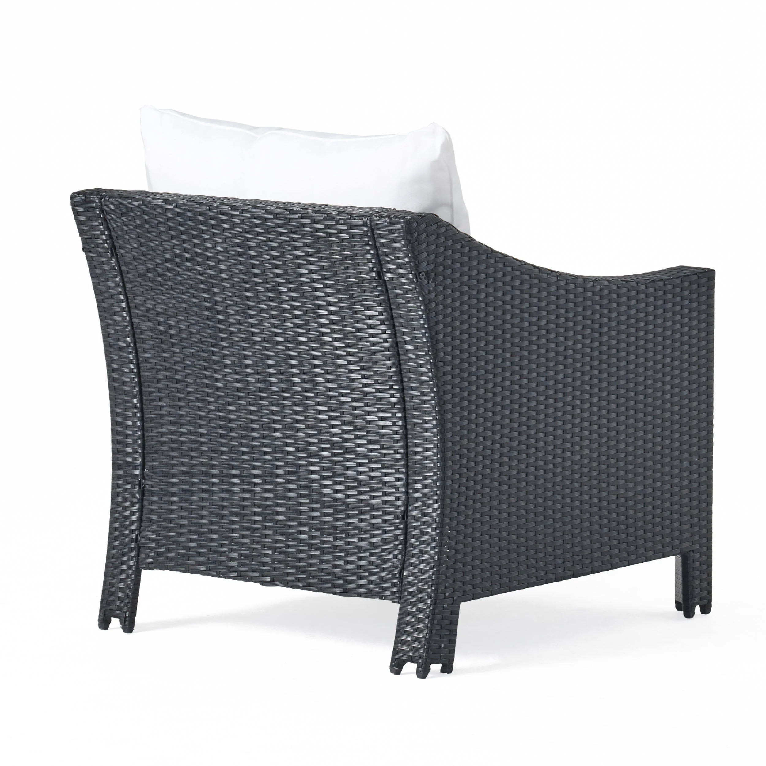 Dione Outdoor 5 Piece Black Wicker Club Chairs Fire Pit Chat Set - furnishings