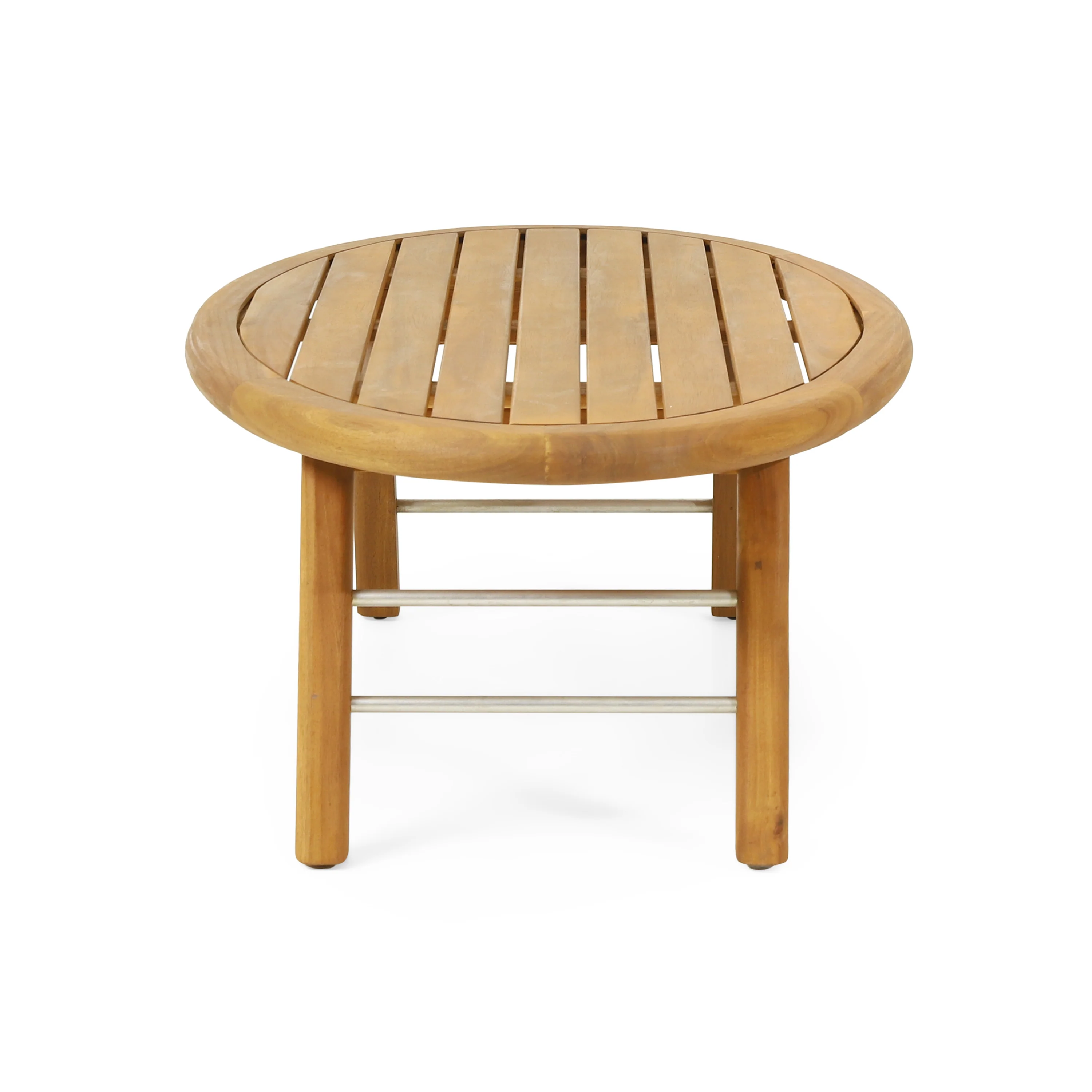 Lindsey Outdoor Acacia Wood Loveseat and Coffee Table Set with Cushions, Teak, Silver, and Beige - furnishings