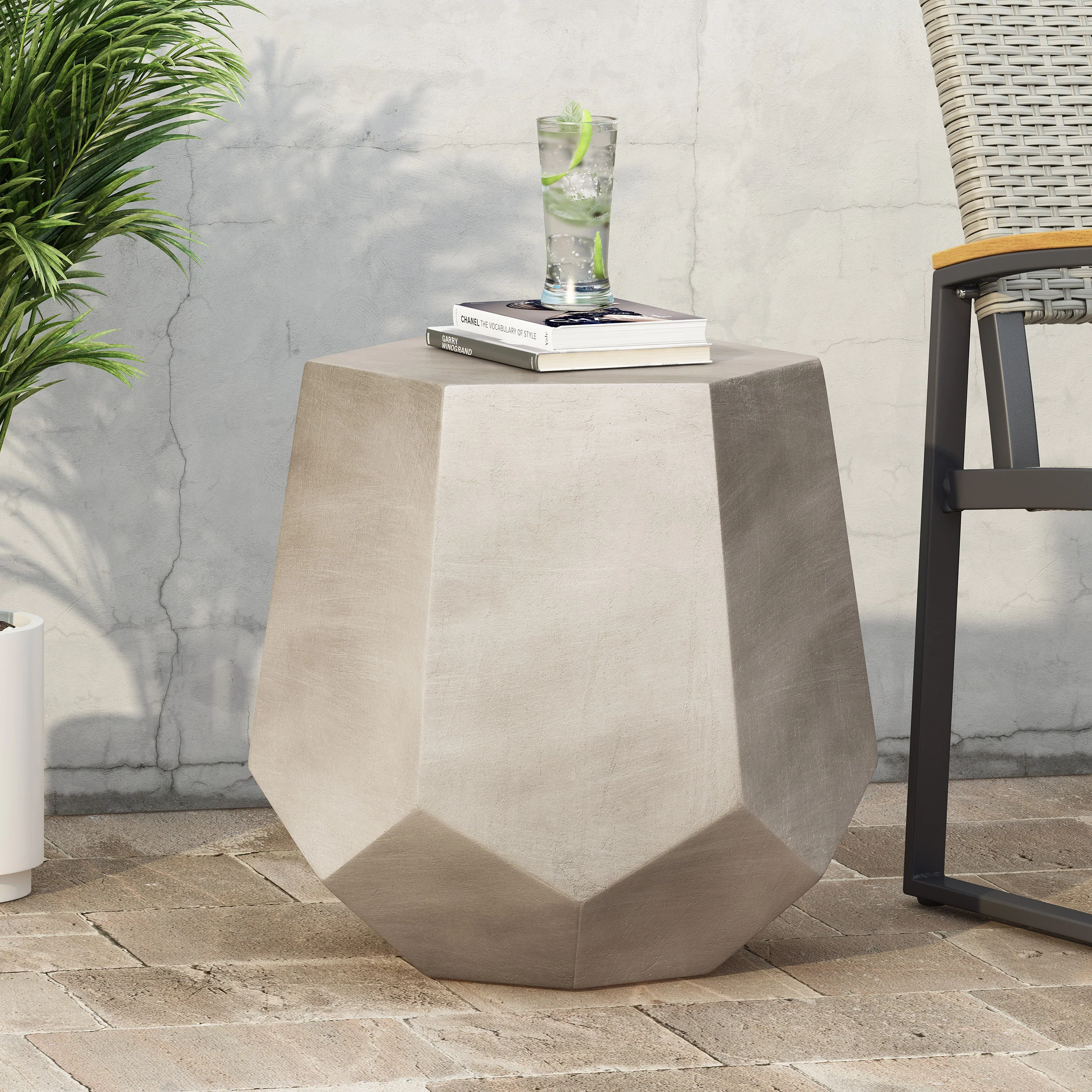 Yishai Outdoor Lightweight Concrete Side Table - furnishings