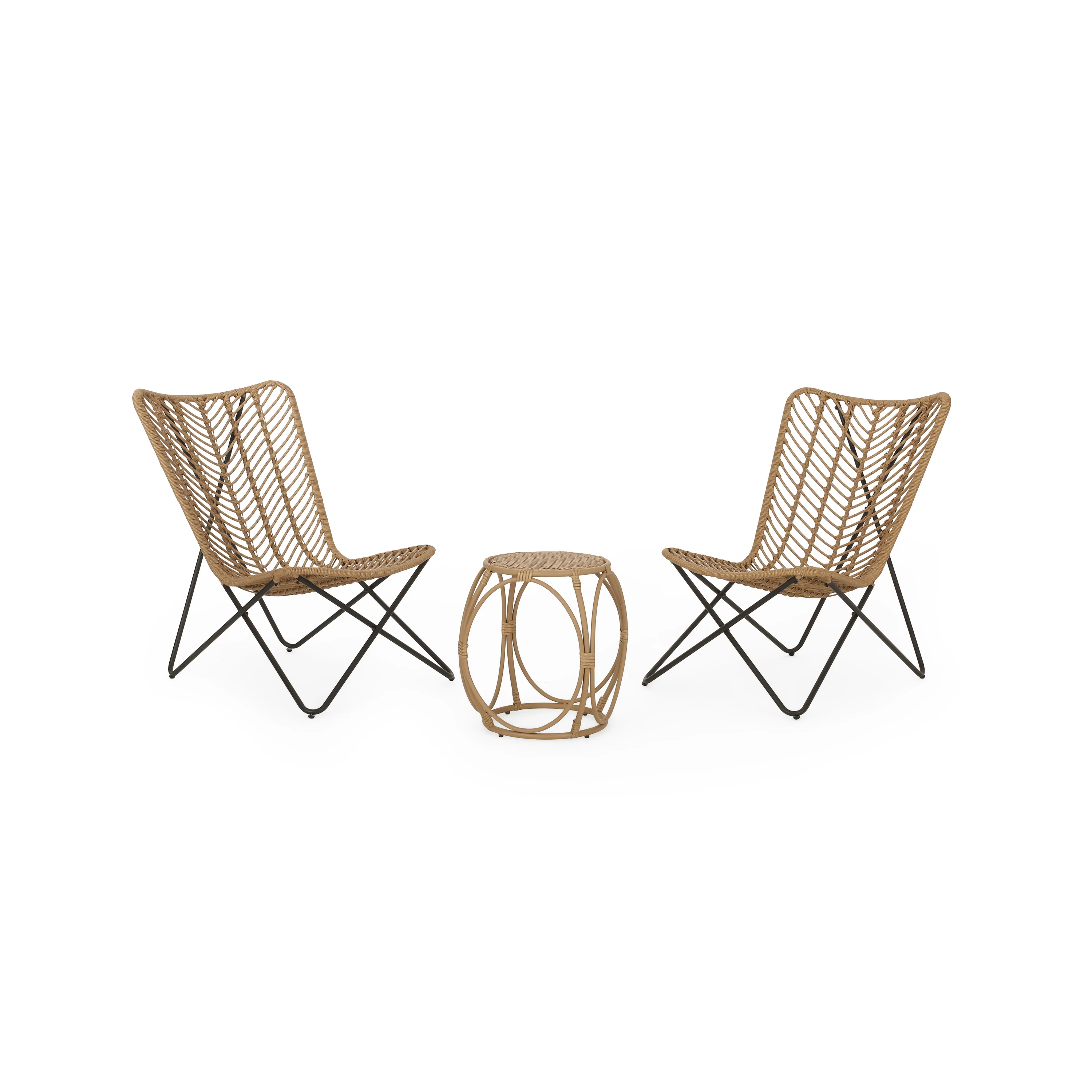 Juan Outdoor Wicker 3 Piece Chat Set - furnishings