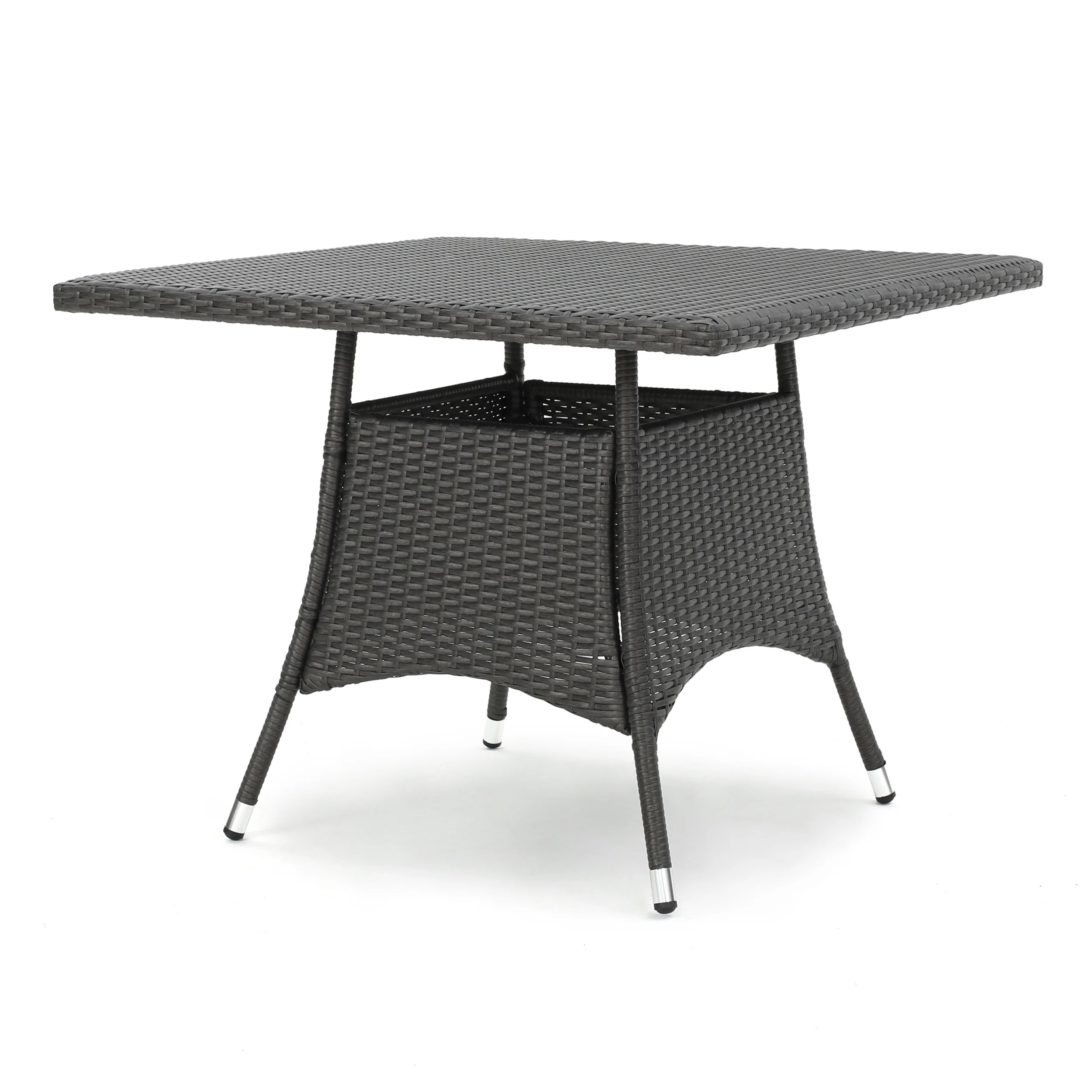 Bristle Contemporary Outdoor Square Gray Wicker Dining Table - furnishings