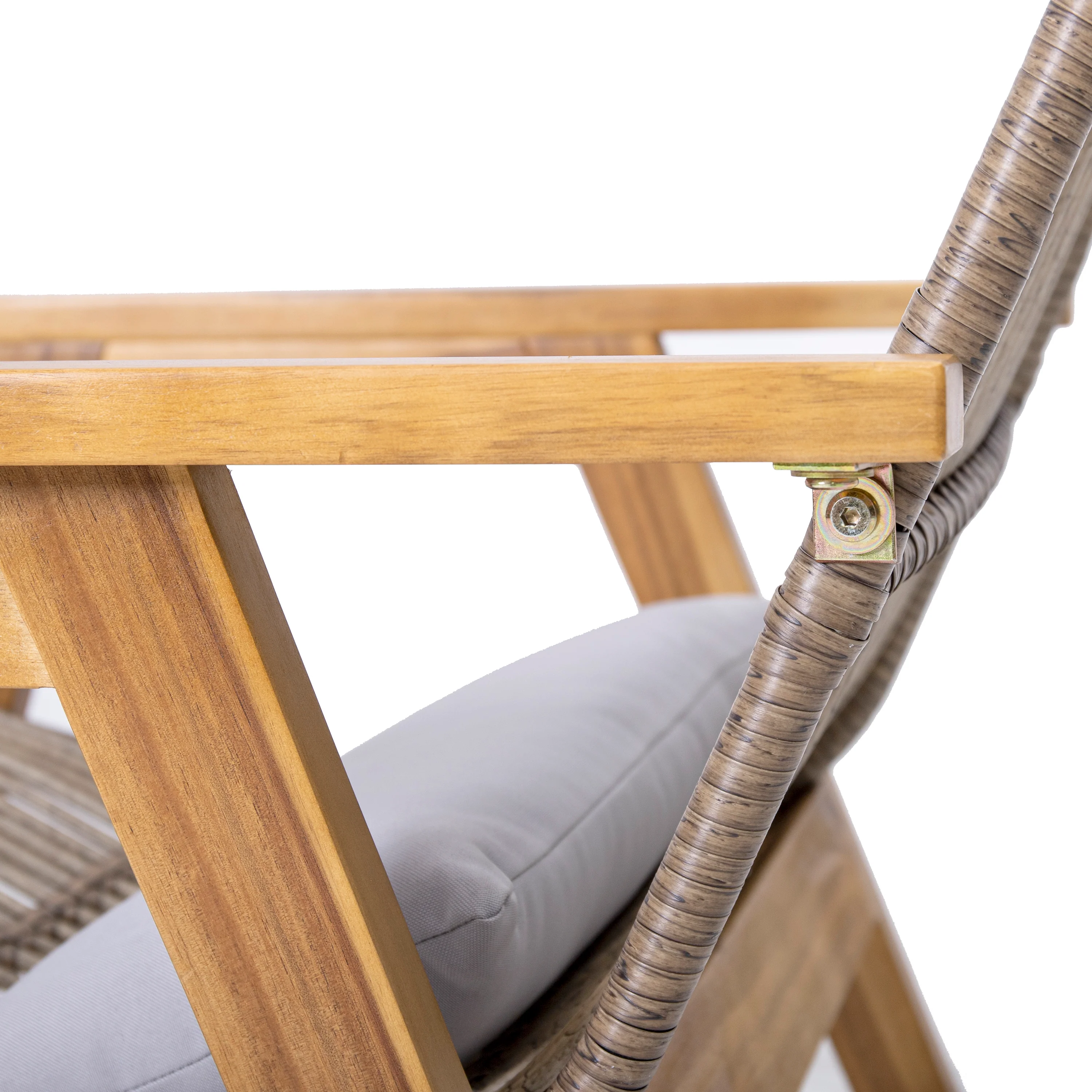 Aster Outdoor Teak Wood with both round and flat wicker club chair - furnishings