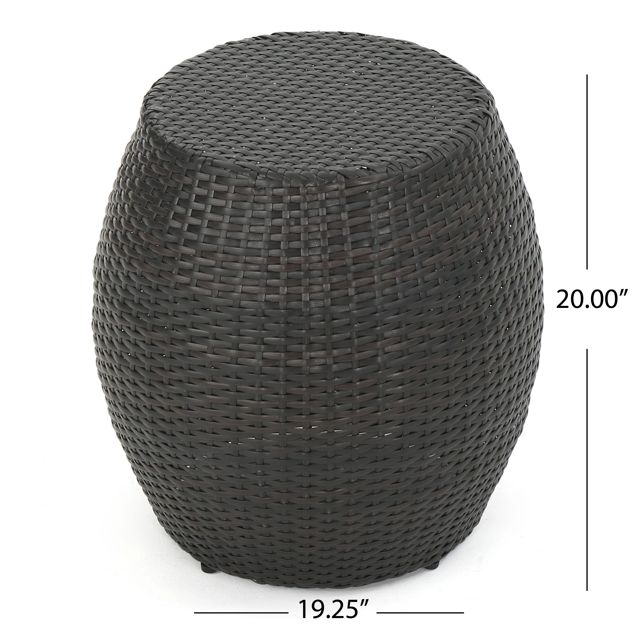 Lester Outdoor 3-Piece Multi-Brown Wicker Chat Set with Drum Table - furnishings
