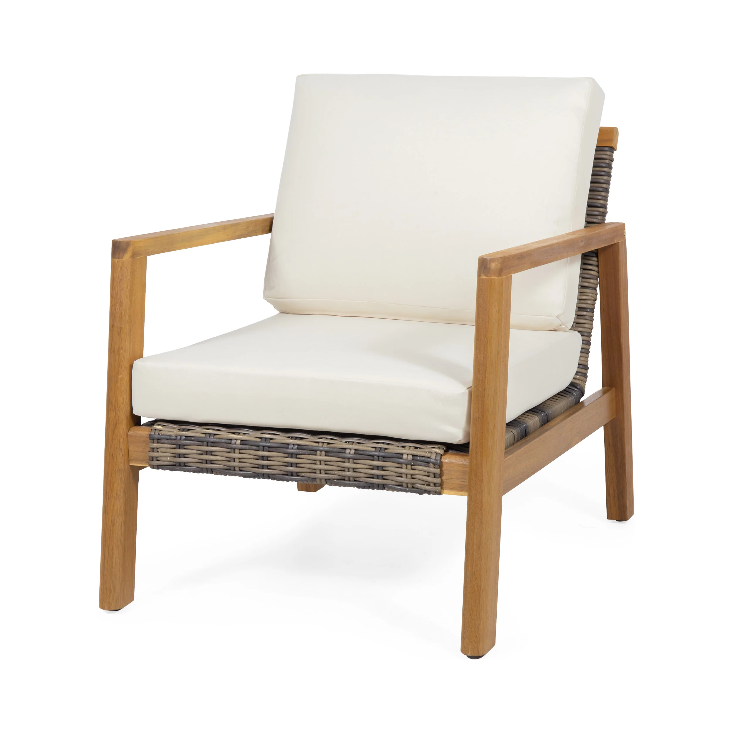 Kedan Outdoor Acacia Wood and Wicker Club Chair - furnishings