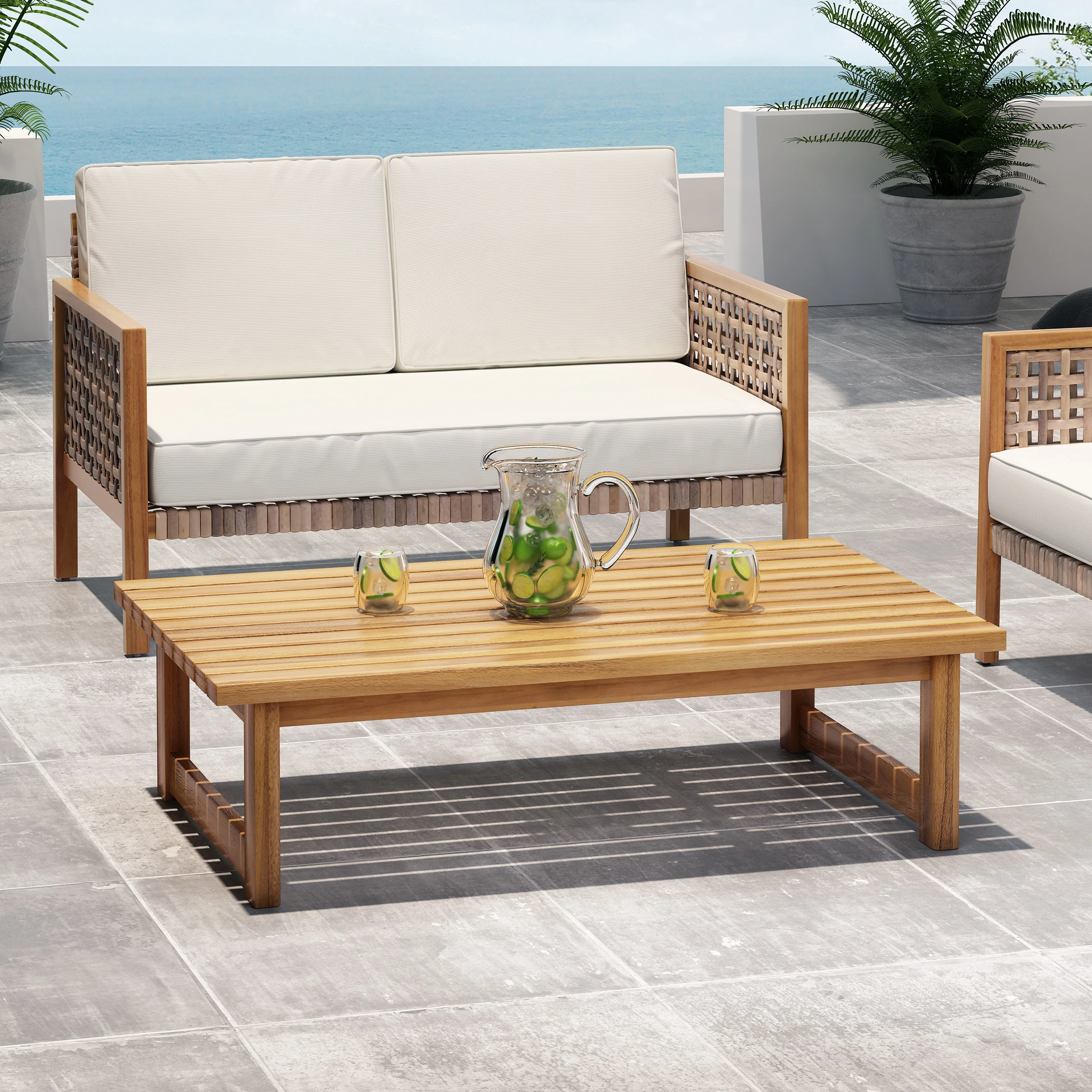 Kedan Outdoor Acacia Wood Coffee Table - furnishings
