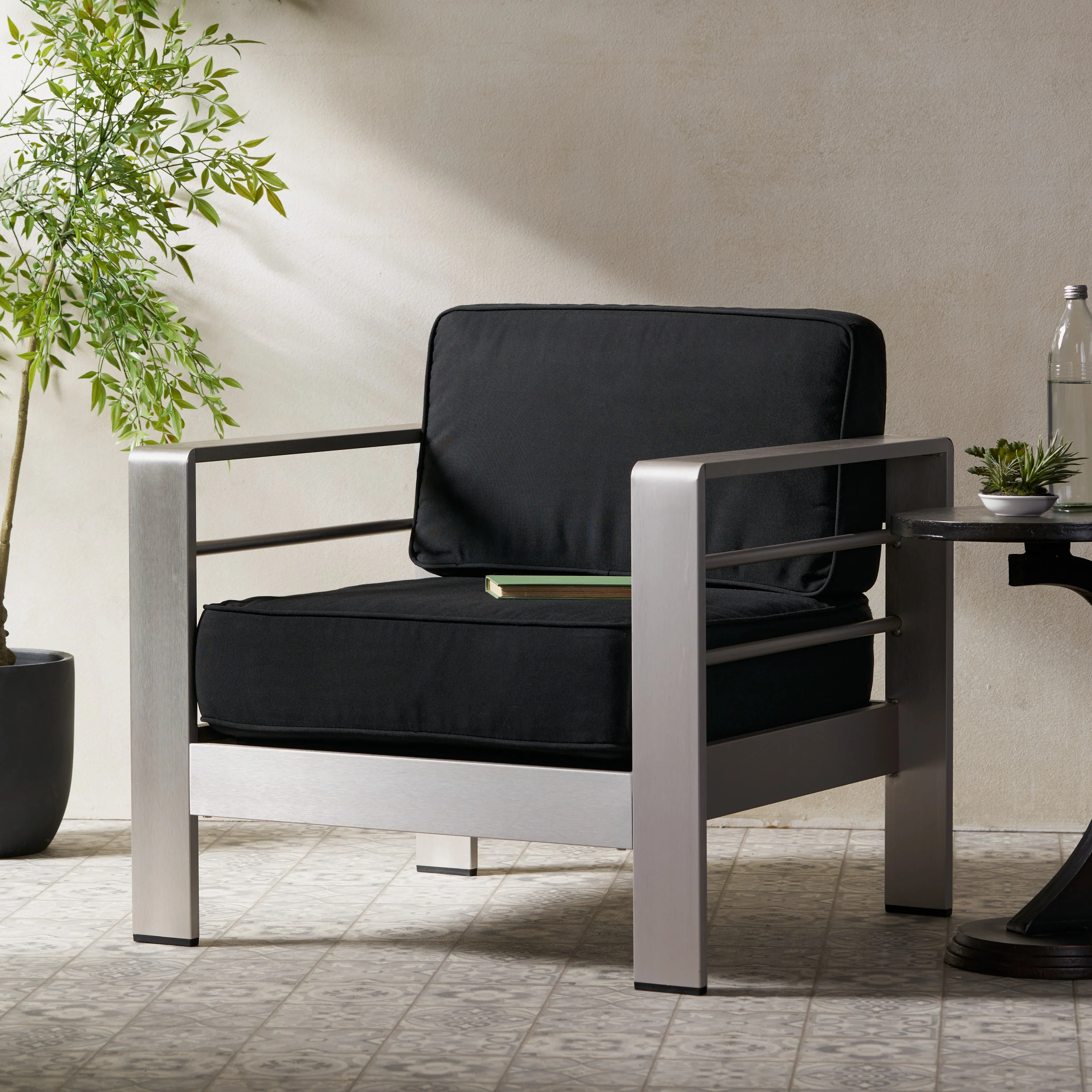 Crested Bay Outdoor Aluminum Club Chair with Optional Sunbrella Cushions - furnishings