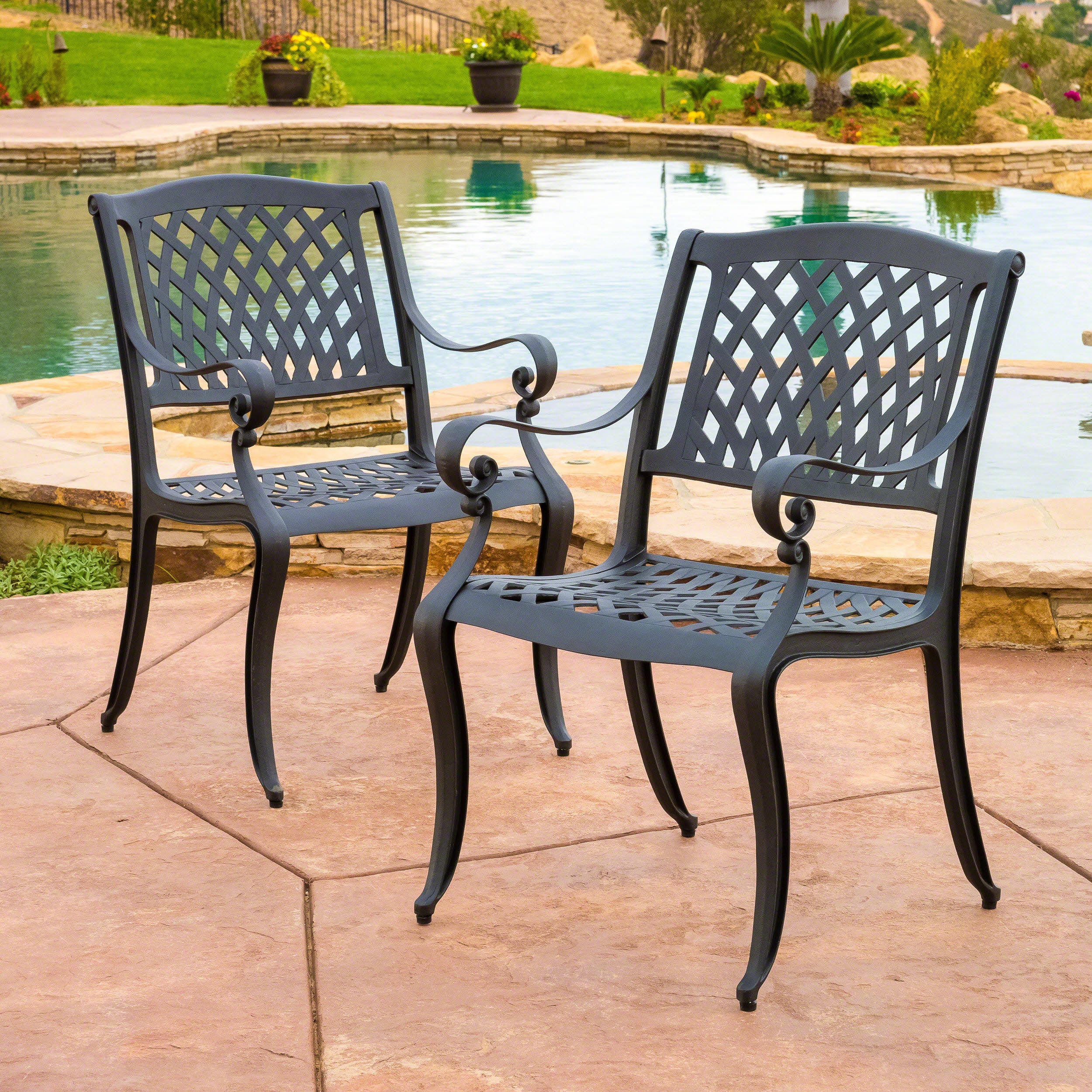 Marietta Outdoor Cast Aluminum Dining Chair (Set of 2) - furnishings