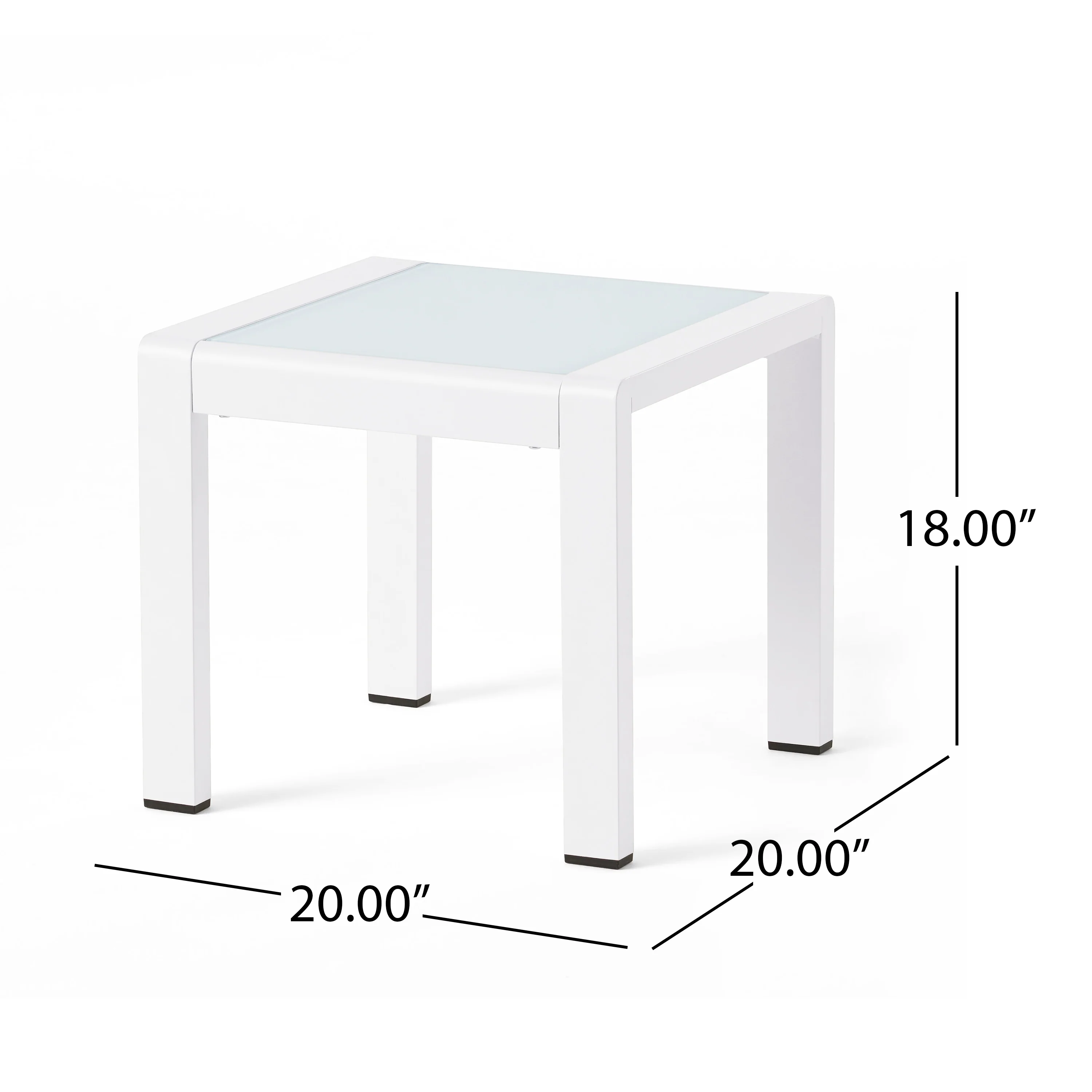 Giovanna Coral Outdoor Aluminum Side Table with Glass Top - furnishings