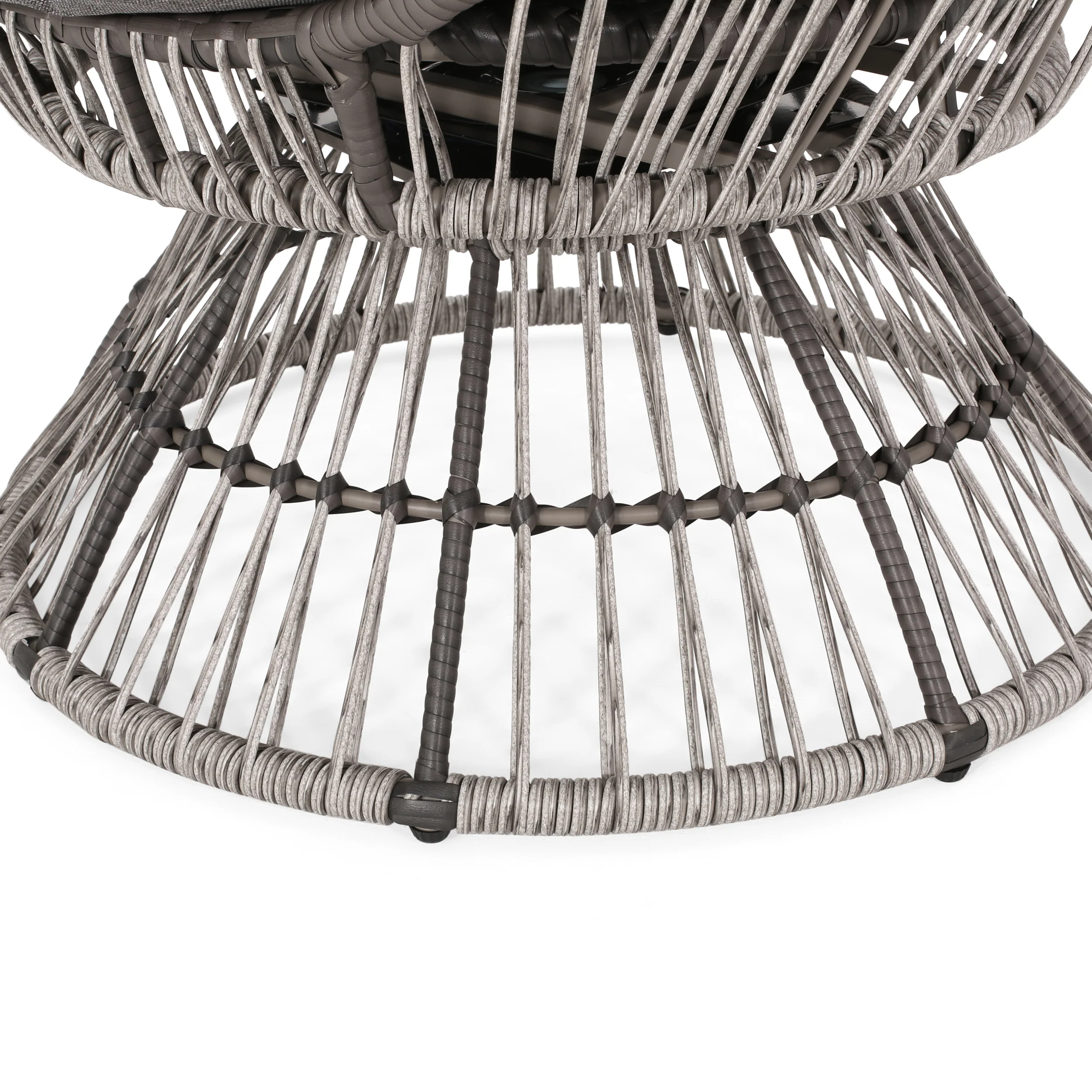 Aceson Outdoor Freestanding Wicker Swivel Egg Chair - furnishings